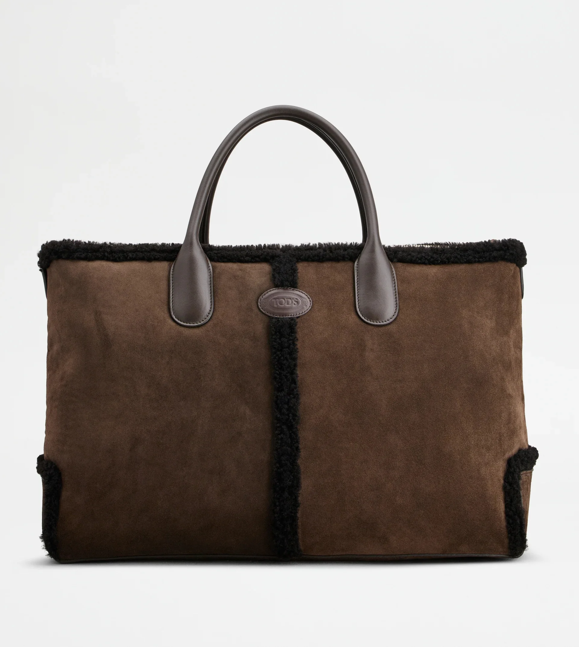 TOD'S DI BAG IN SUEDE AND SHEARLING LARGE - BROWN - 1