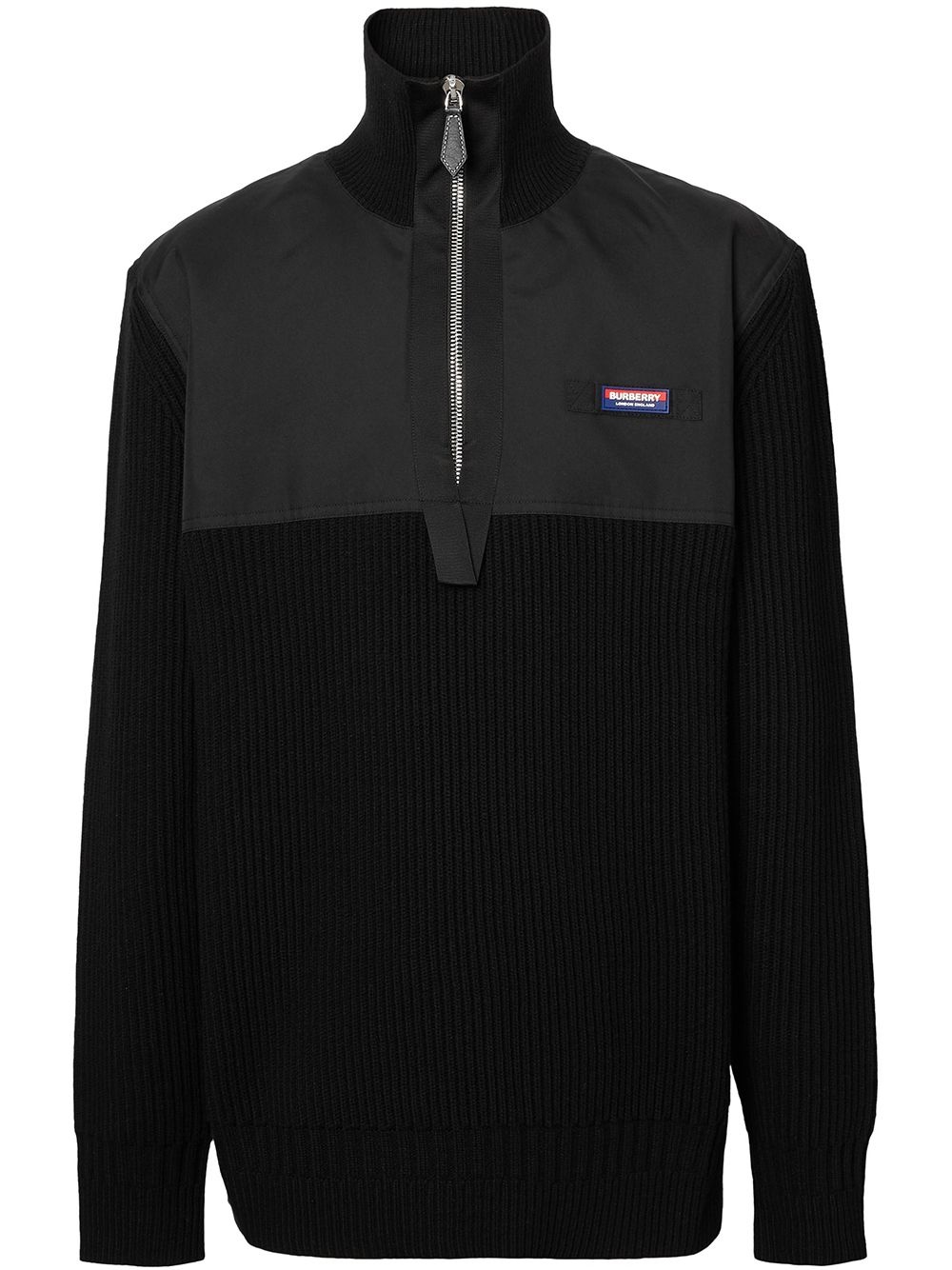 panelled half-zip jumper - 1