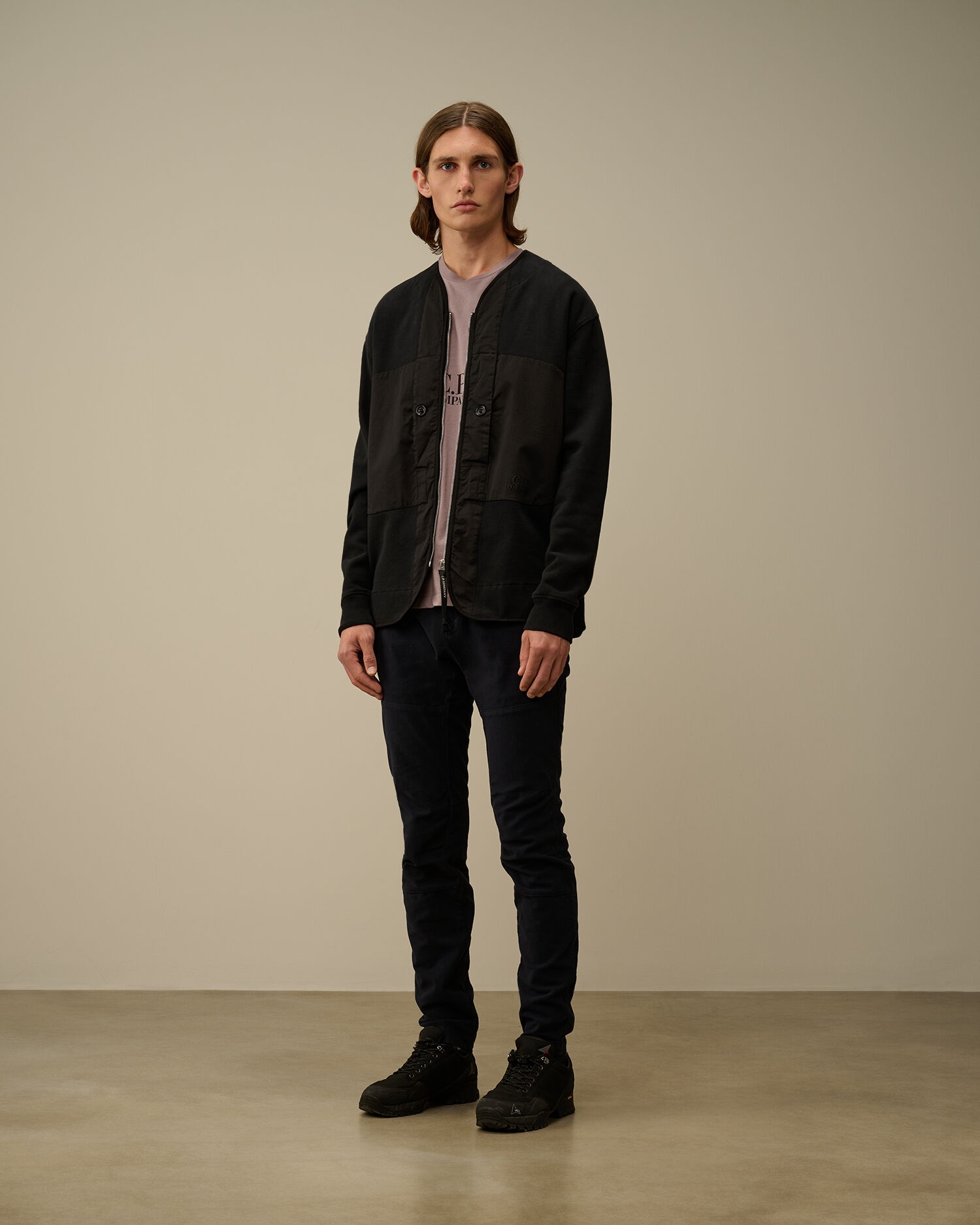 Diagonal Fleece Mixed Zipped Sweatshirt - 6