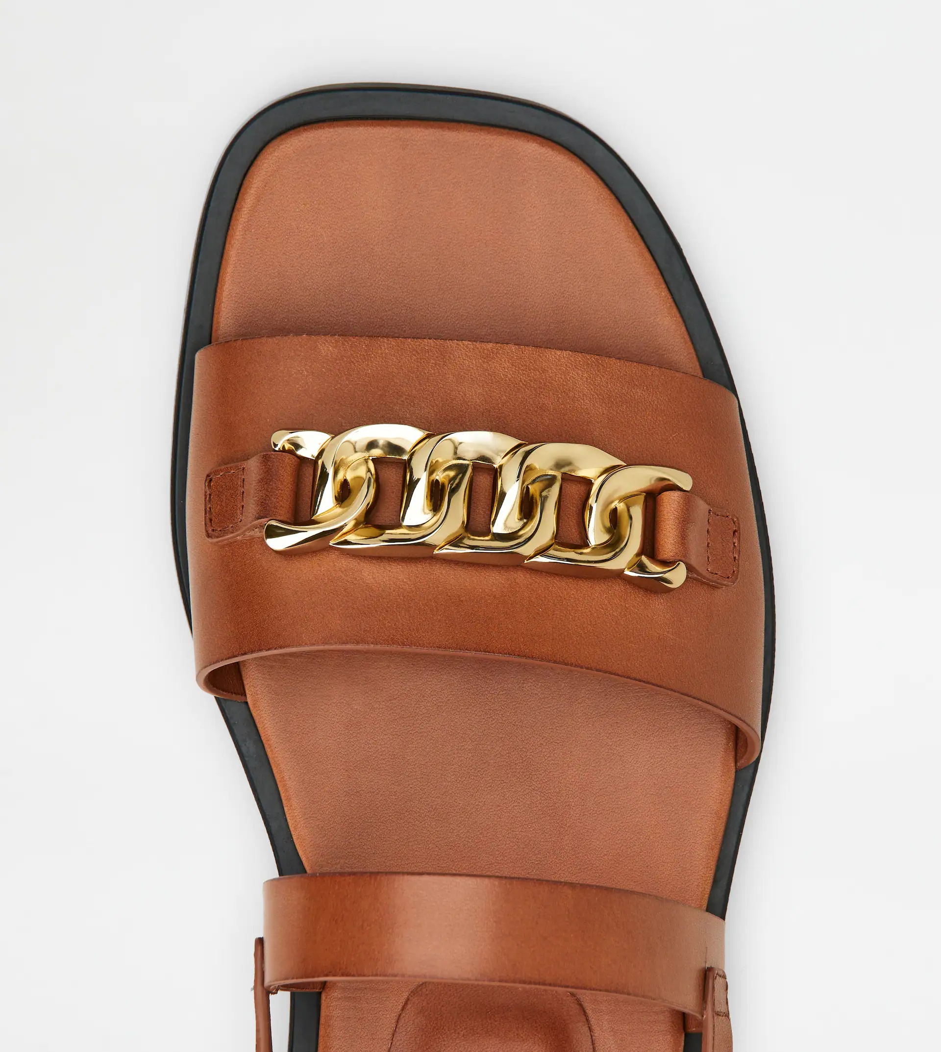 SANDALS IN LEATHER - BROWN - 3