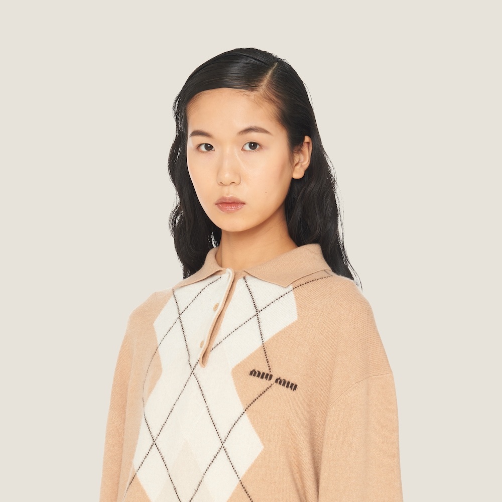 Intarsia cashmere polo shirt - 3