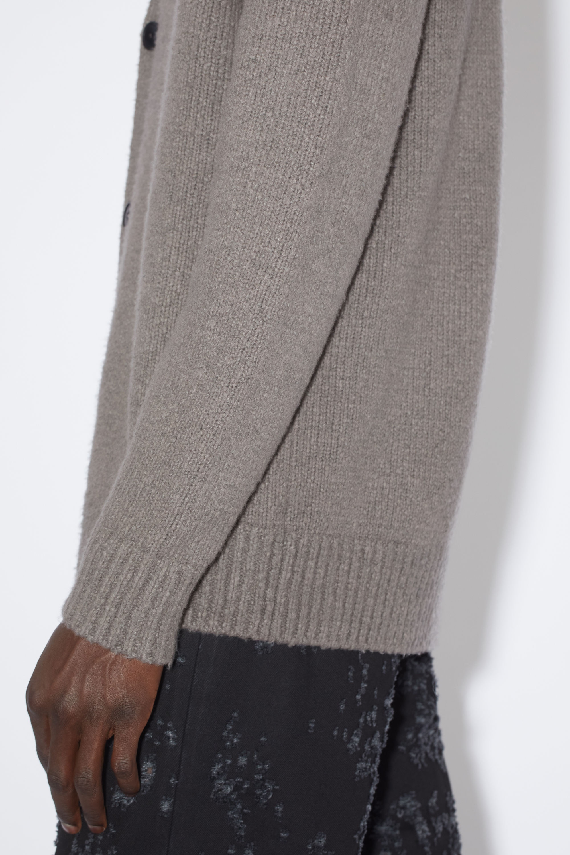 Wool blend cardigan - Dark grey - 5