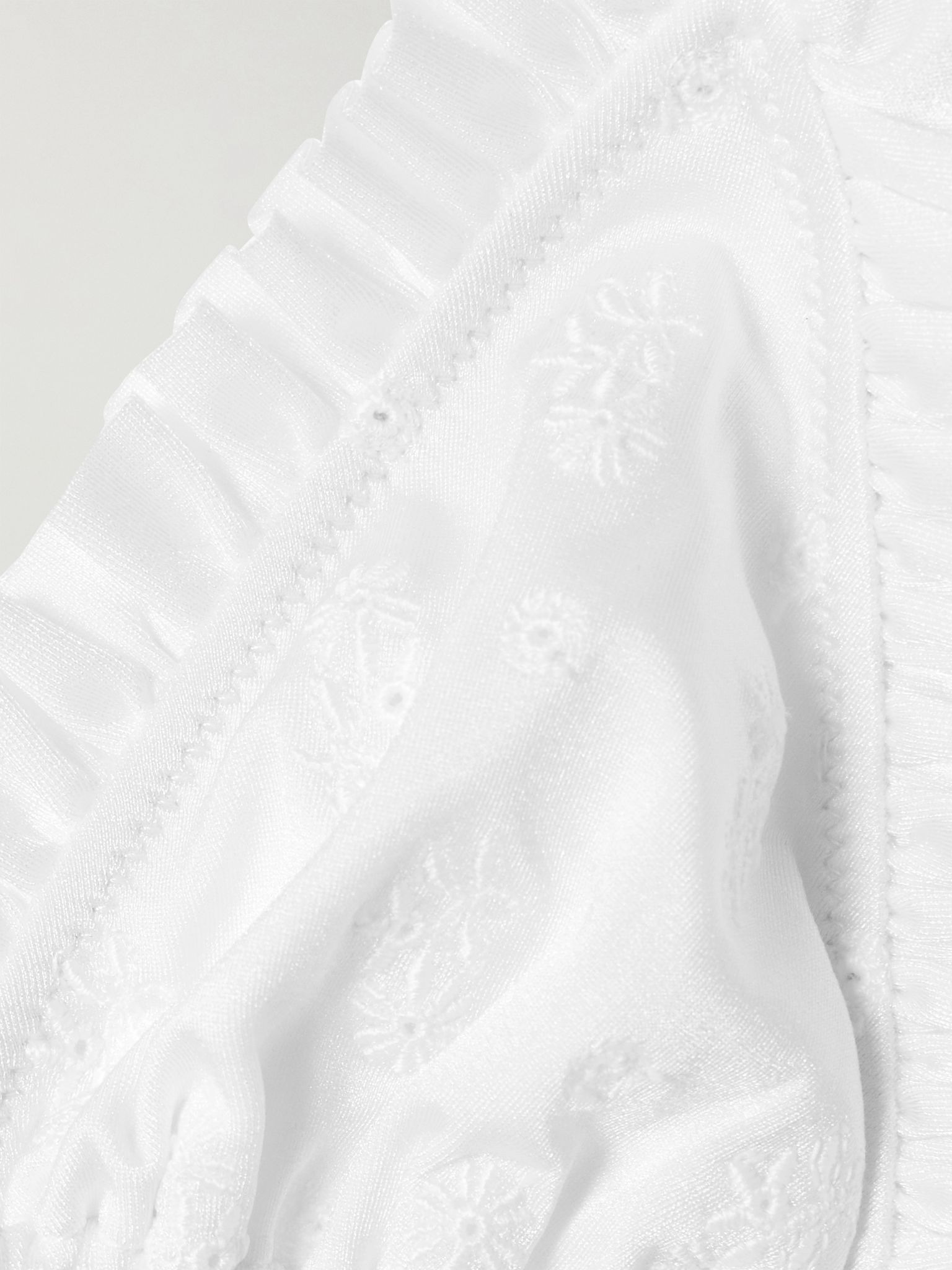 Ruffled broderie anglaise triangle bikini top White - 4