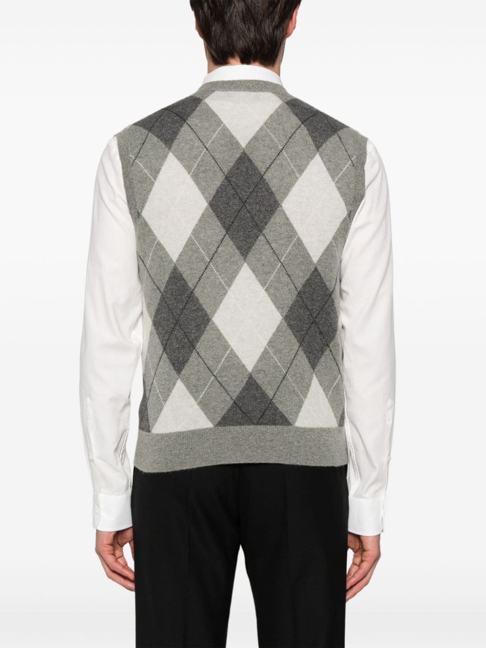 argyle-knit V-neck vest - 4