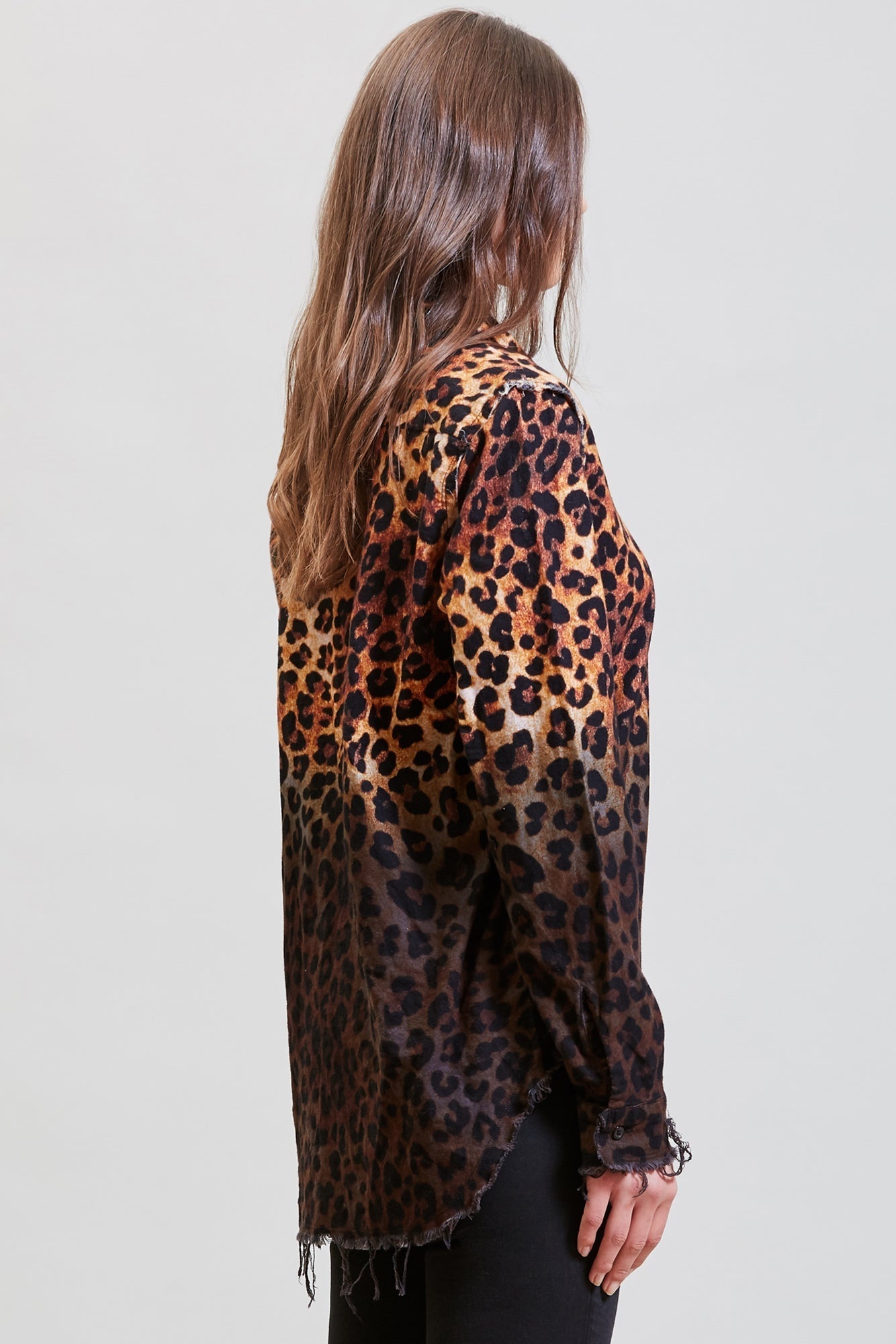 SHREDDED SEAM SHIRT - DIP-DYE LEOPARD | R13 - 5