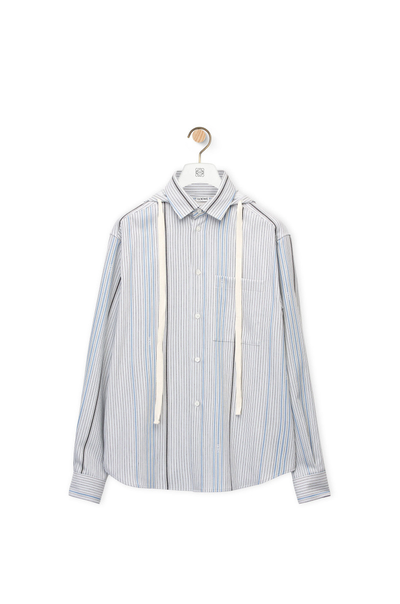LOEWE jacquard hooded shirt in wool and cotton - 1