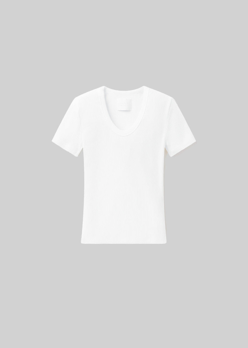 Maude U Neck Tee In White 1