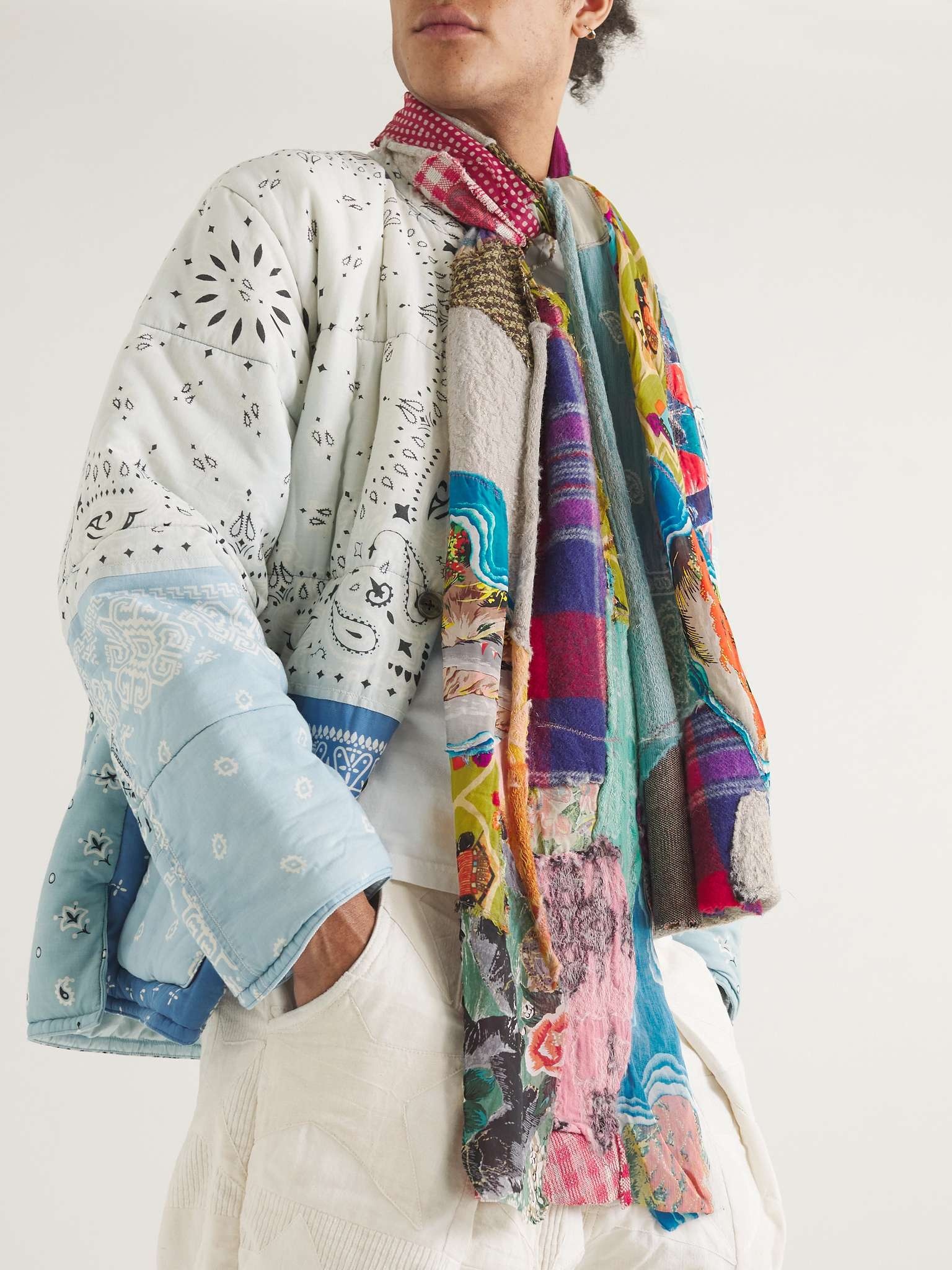 Kountry Patchwork Printed Voile, Gauze, Tweed and Felt Scarf - 2