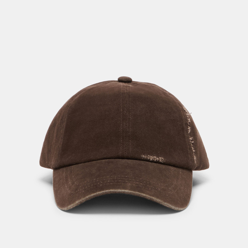 DISTRESSED BASEBALL CAP DARK BROWN 1