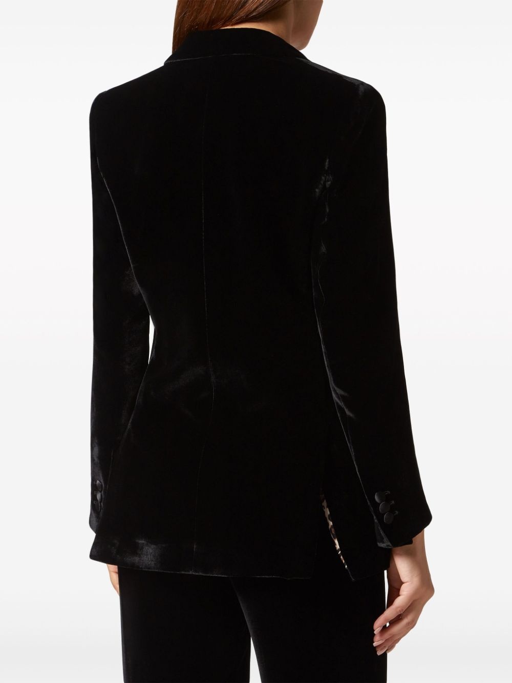 single-breasted velvet blazer - 3
