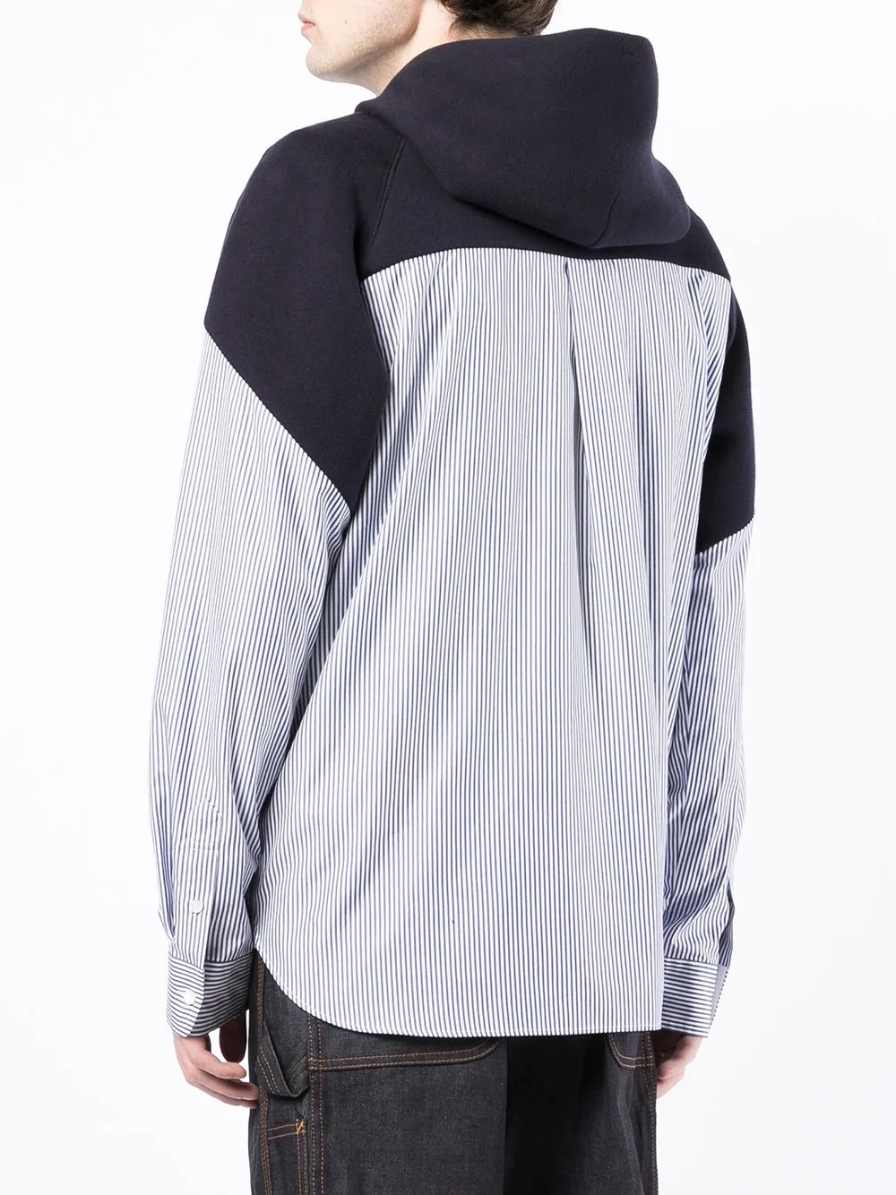 hooded panel button-up shirt - 4