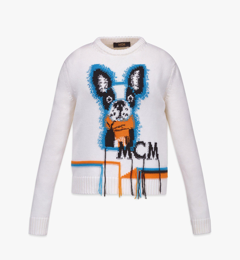 Women’s Intarsia M Pup Sweater in Wool 1