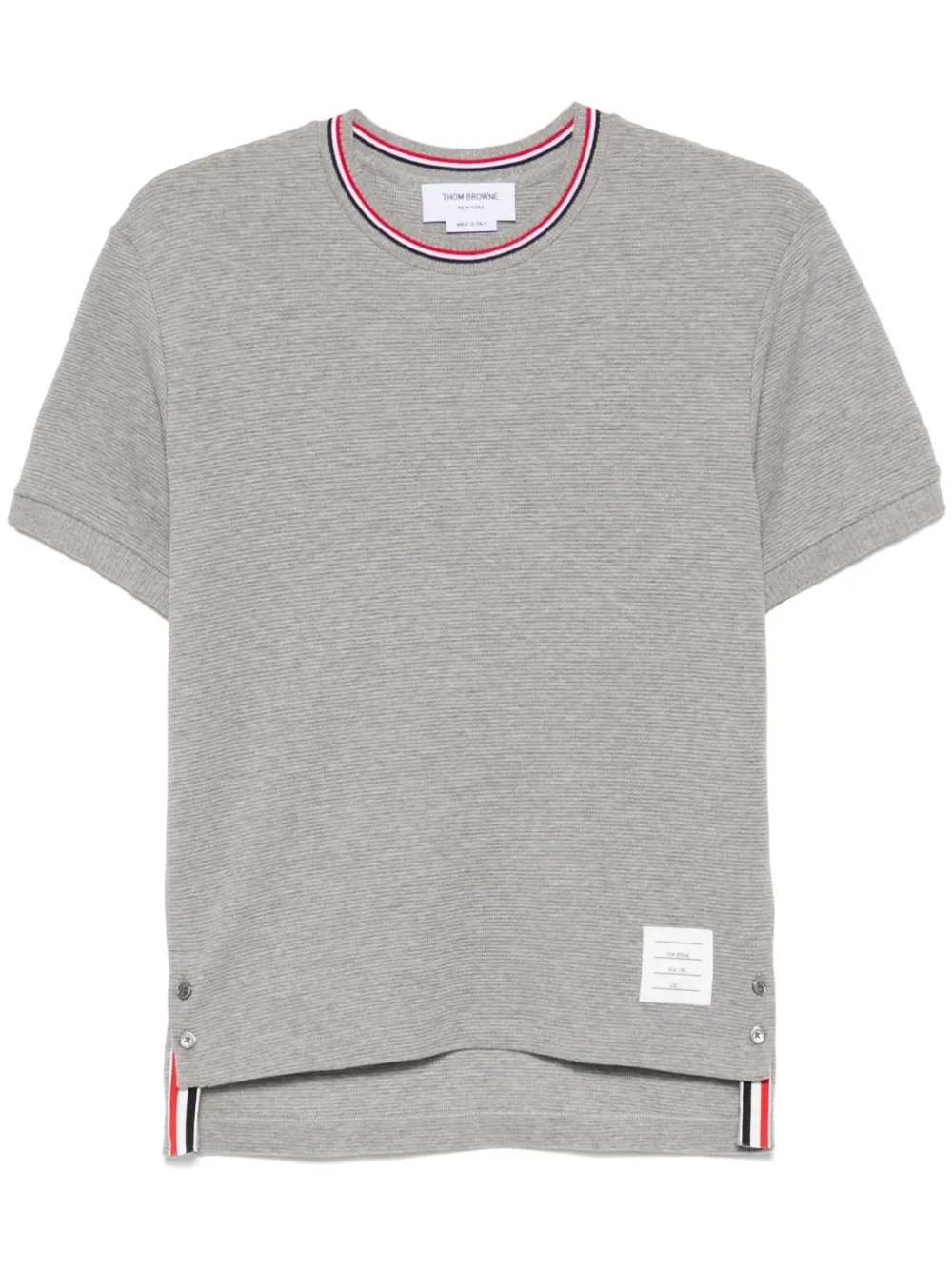THOM BROWNE - Men Short Sleeve Rib Cuff W/Rwb Stripe Tee - 4