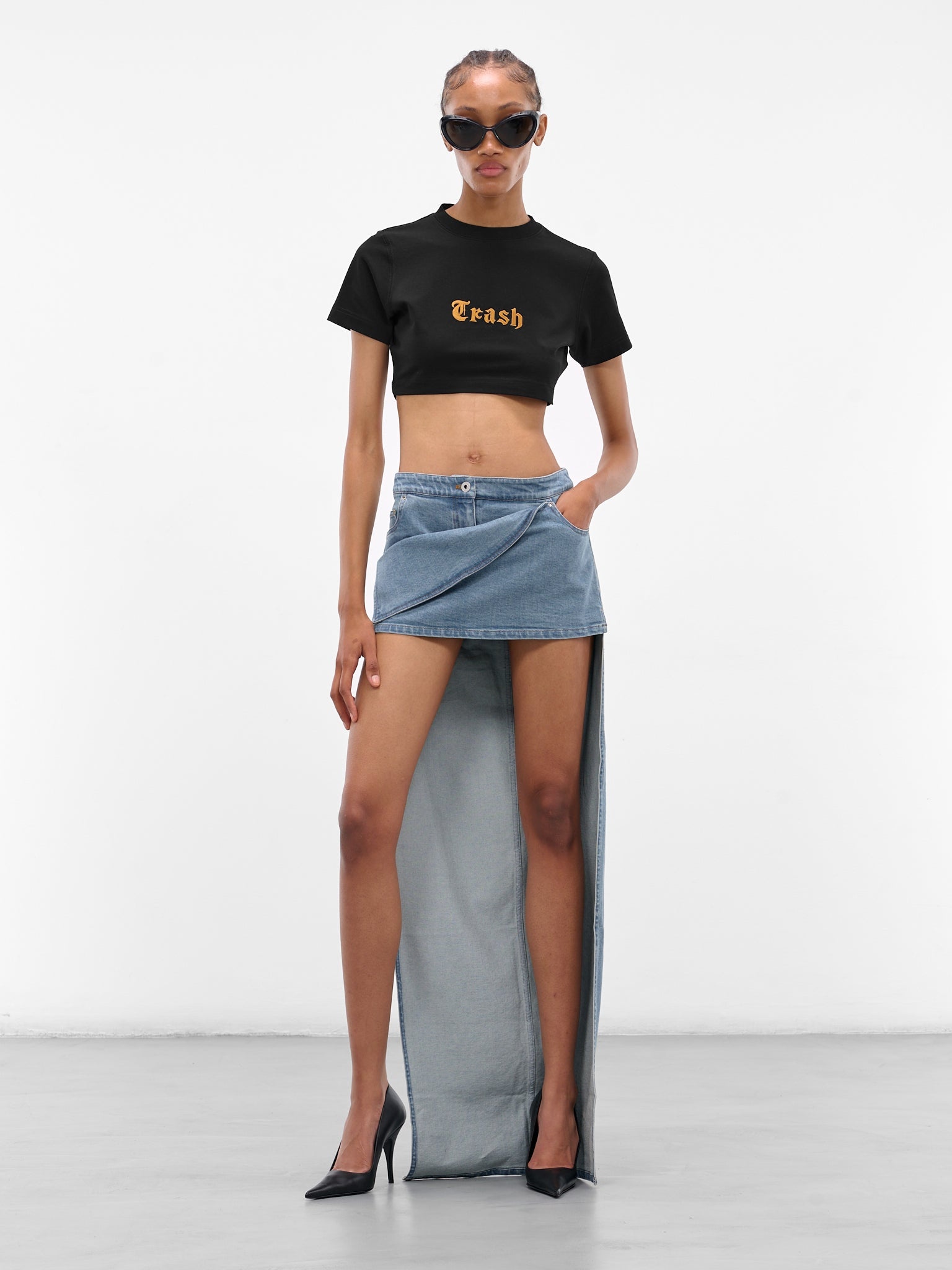 Trash Embroidered Crop Tee - 6