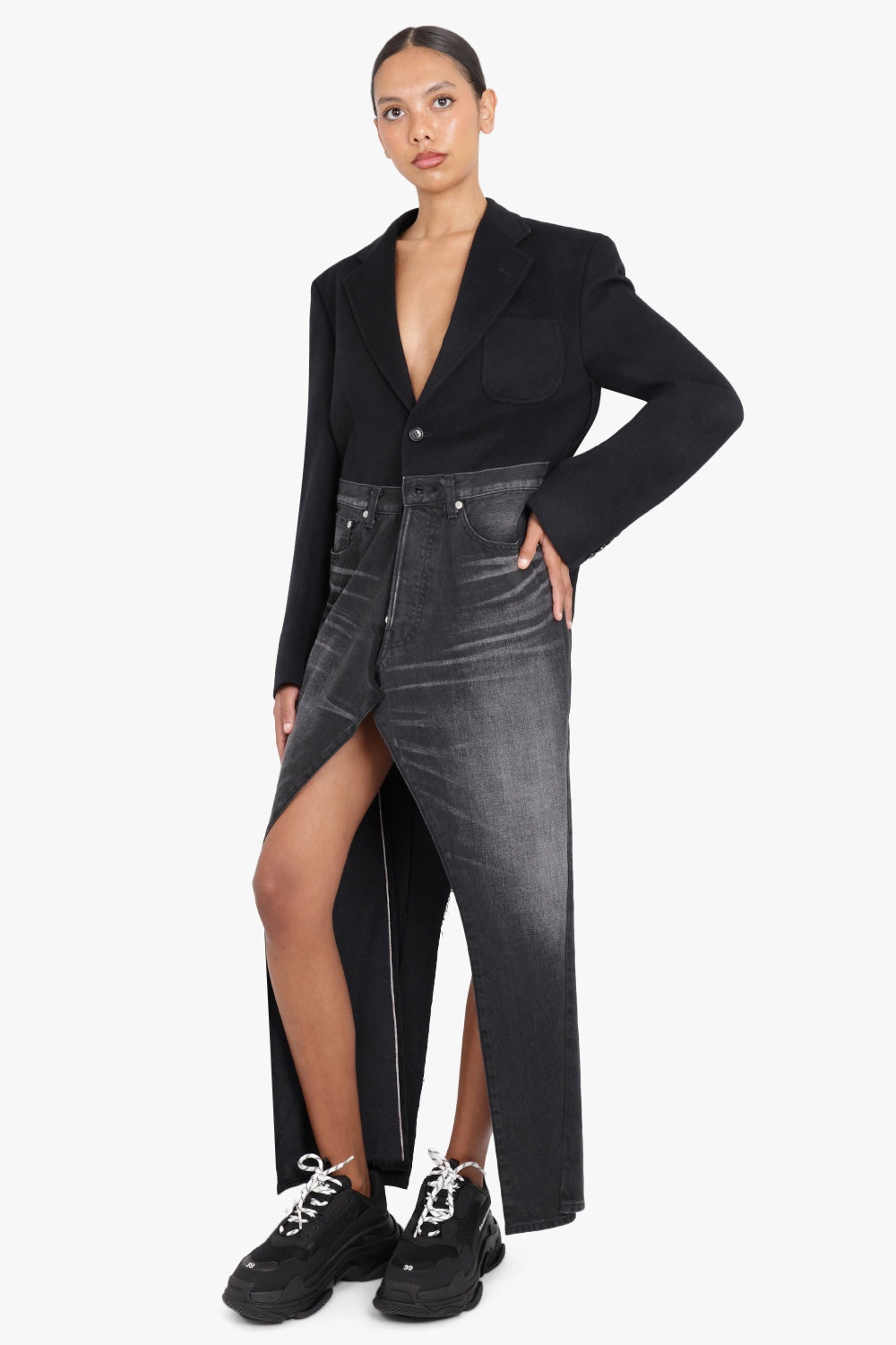 X LEVI'S PLEATED BLAZER DRESS | BLACK/BLACK - 2