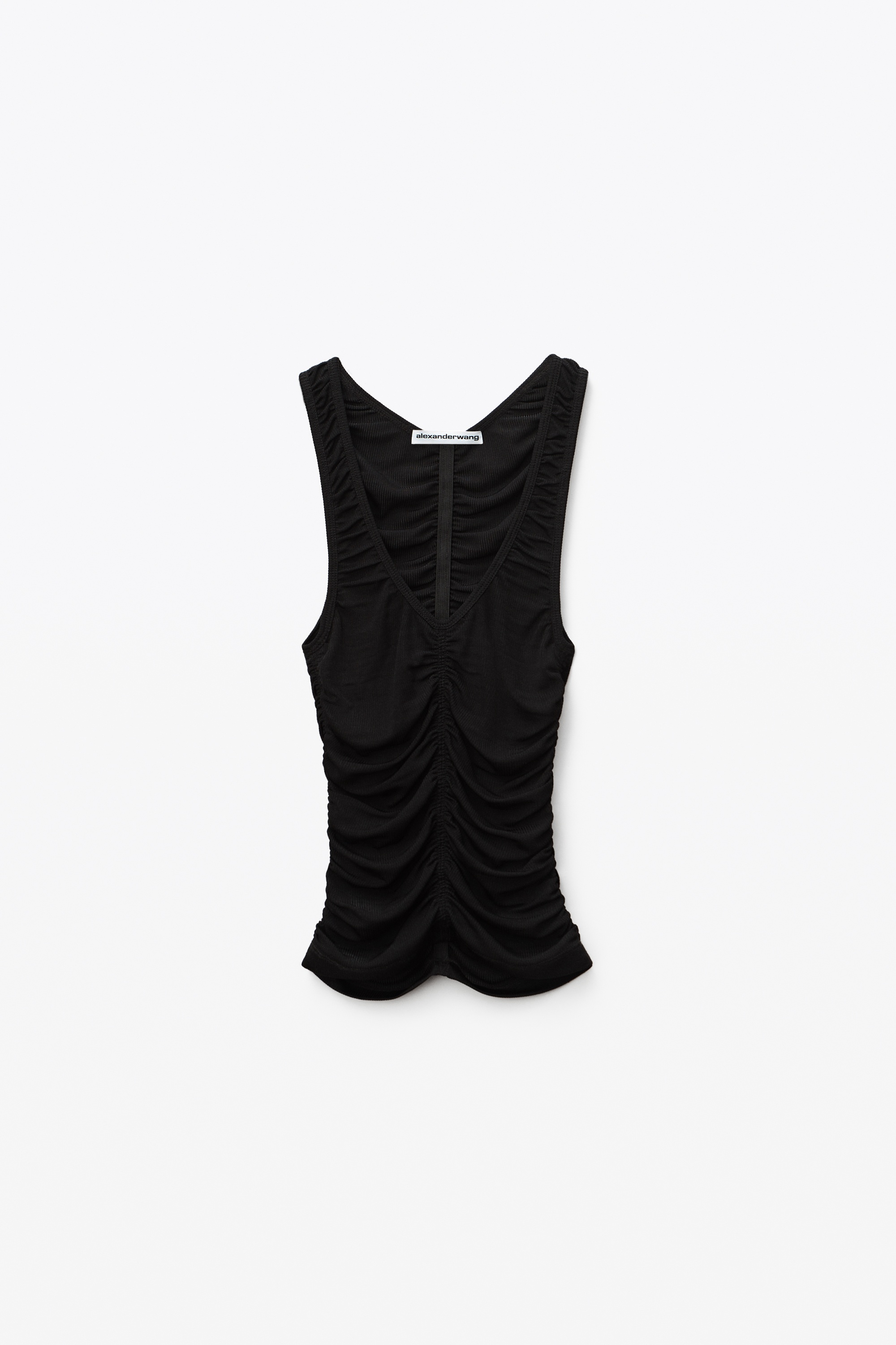 RUCHED TANK TOP IN SHEER RIBBED VISCOSE - 1