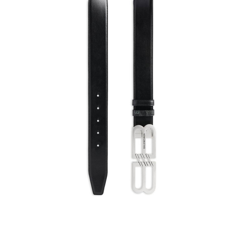 BALENCIAGA Men's Reversible Bb Monogram Belt in Black outlook