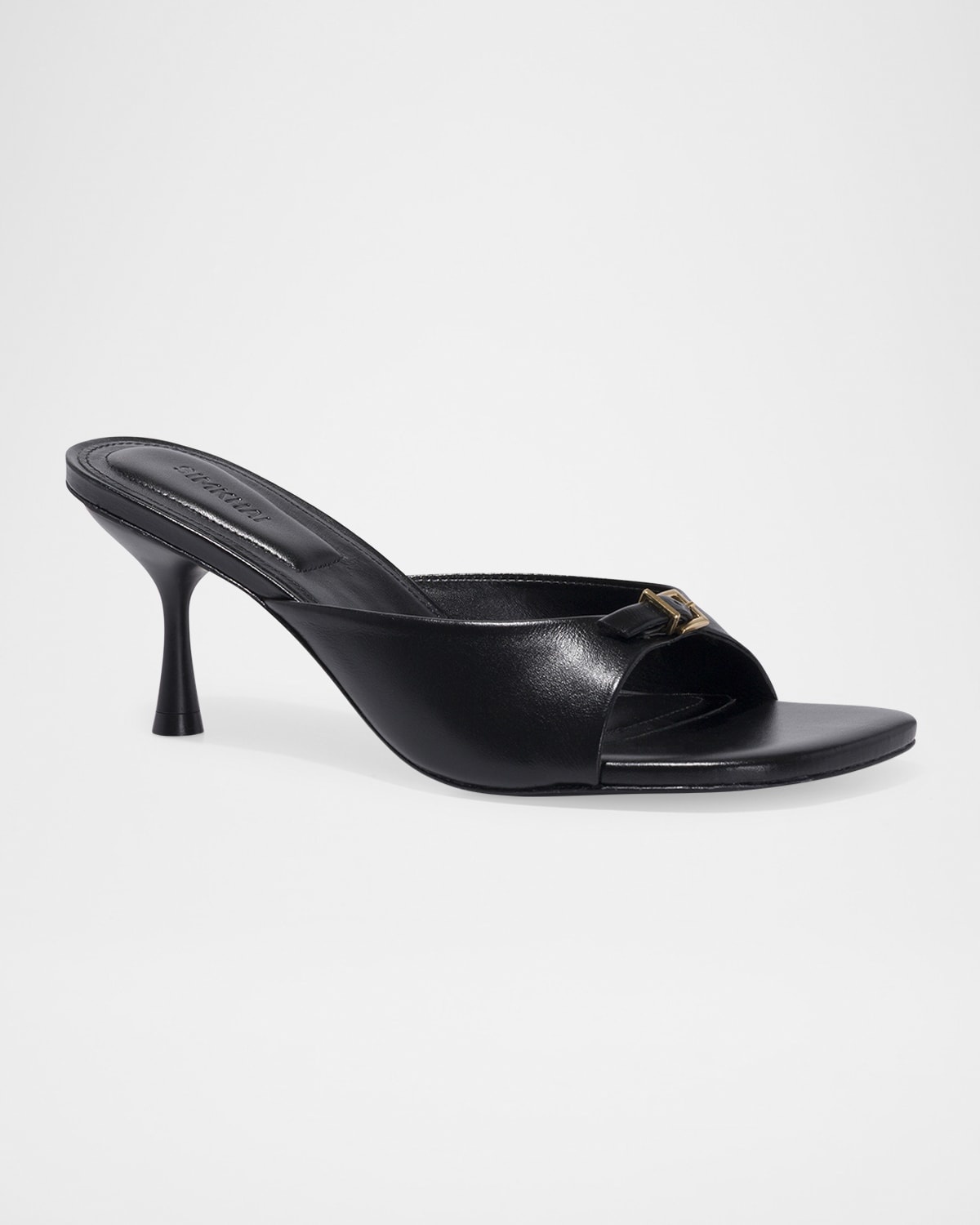 Carey Leather Buckle Mules - 2