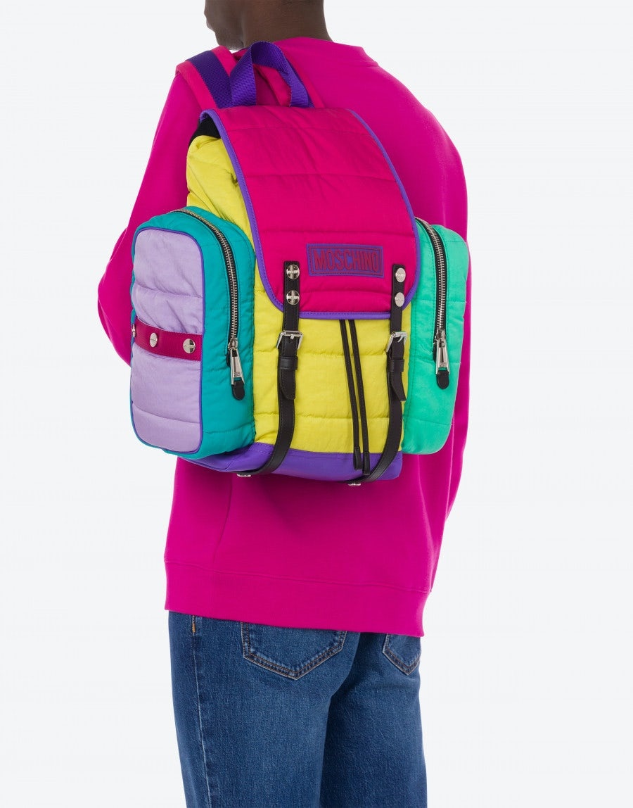COLOUR-BLOCK PADDED NYLON BACKPACK - 5