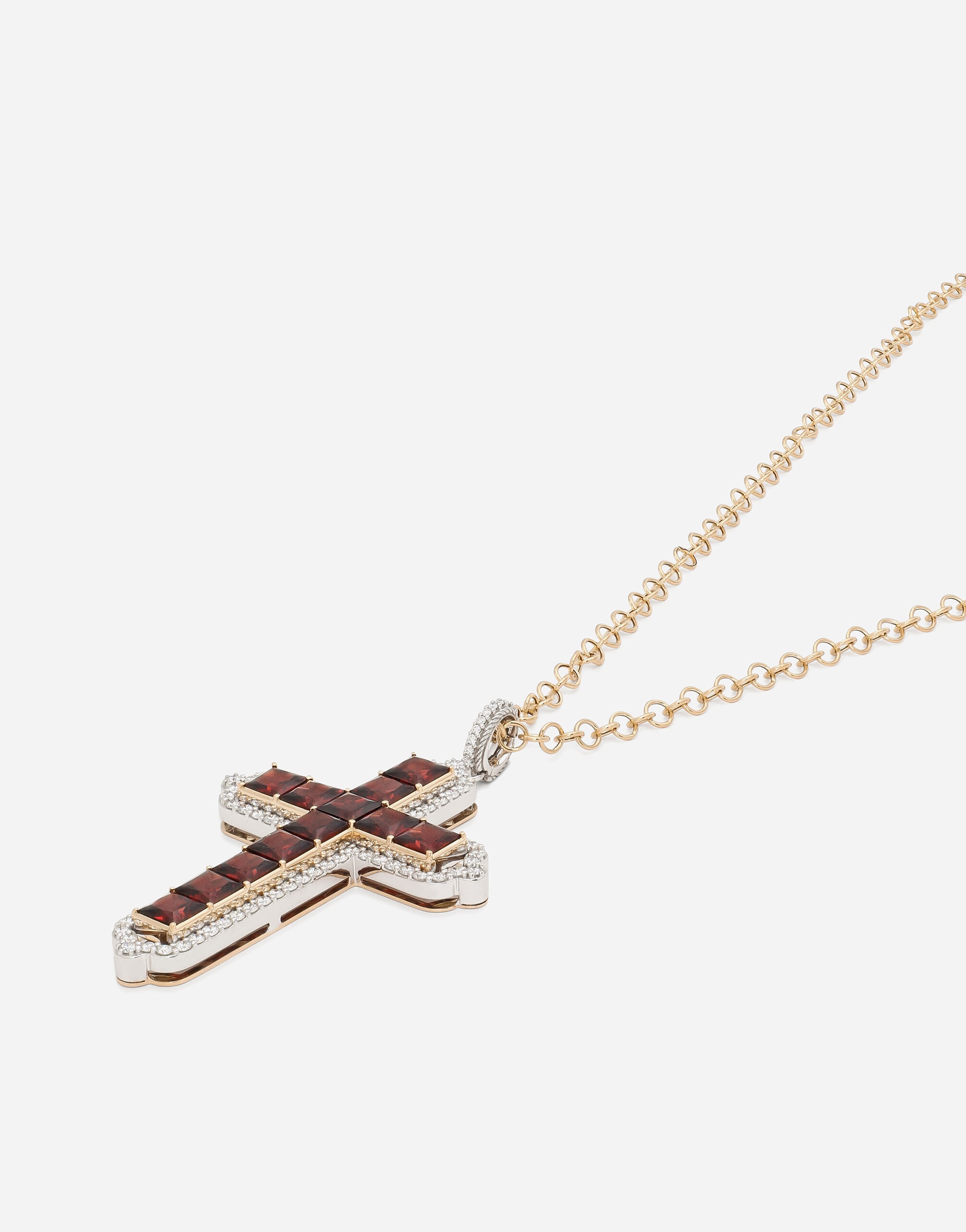 Tradition pendant in yellow and white gold 18Kt with rhodolite garnets and diamonds - 3