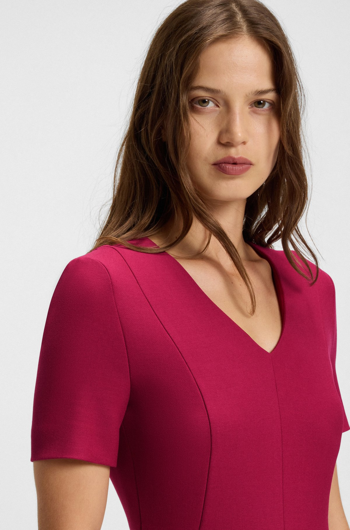 V-NECK DRESS IN STRETCH FABRIC - 5