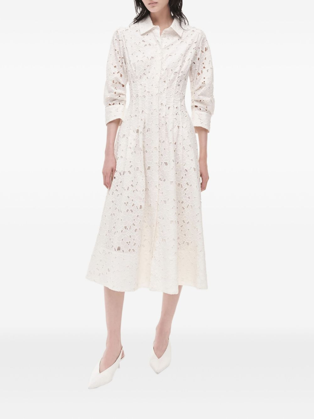 eyelet-embroidered shirt dress - 2