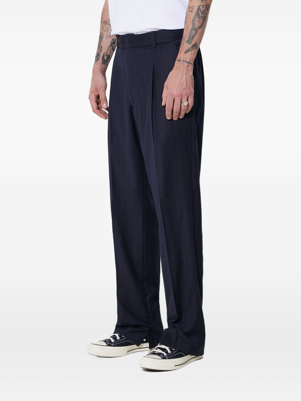 pinstripe pleated-front trousers - 2
