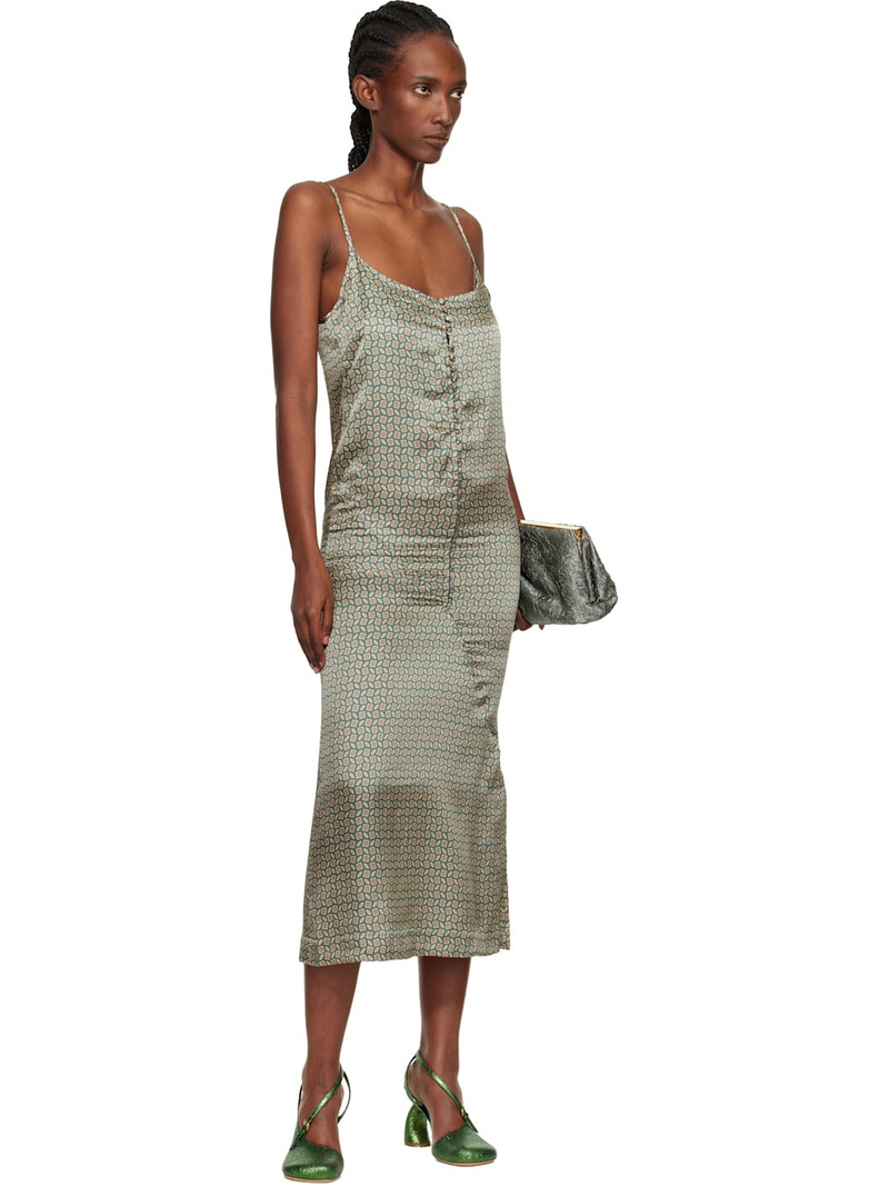 Dries Van Noten Green Argyle Midi Dress outlook