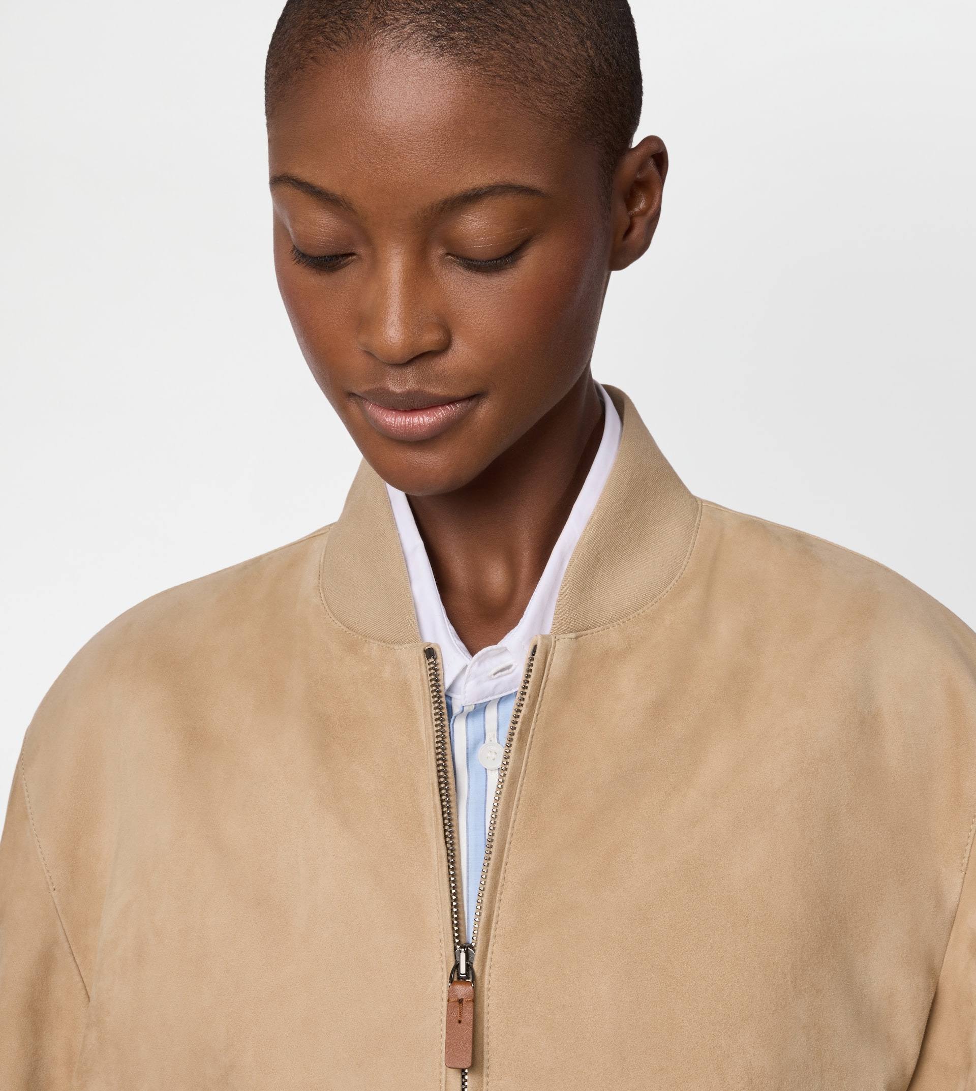 PASHMY BOMBER JACKET IN SUEDE - BEIGE - 11