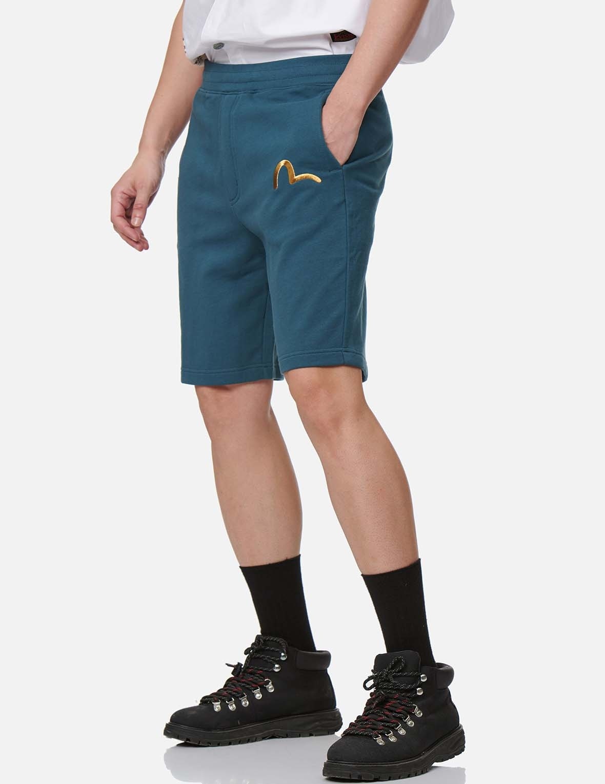 KAMON PRINT AND EMBROIDERY SWEAT SHORTS - 4
