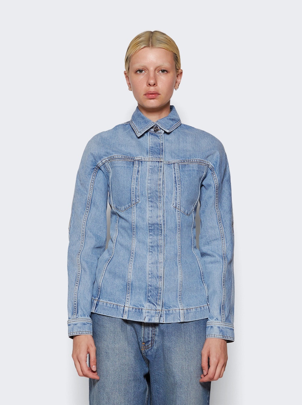 Fitted Denim Jacket Blue - 3