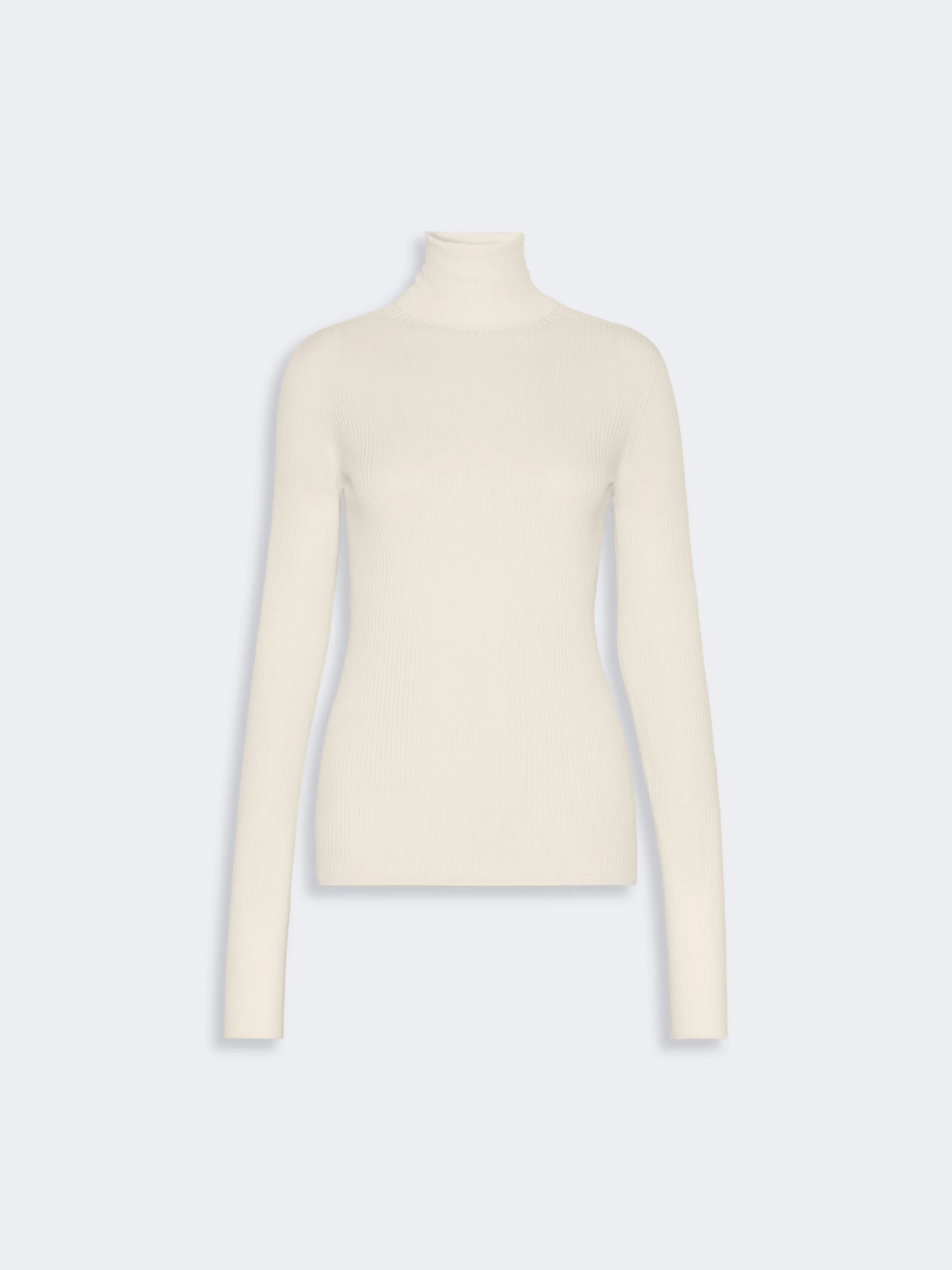 CENTRO Slim pure wool mock polo-neck sweater - IVORY - 1