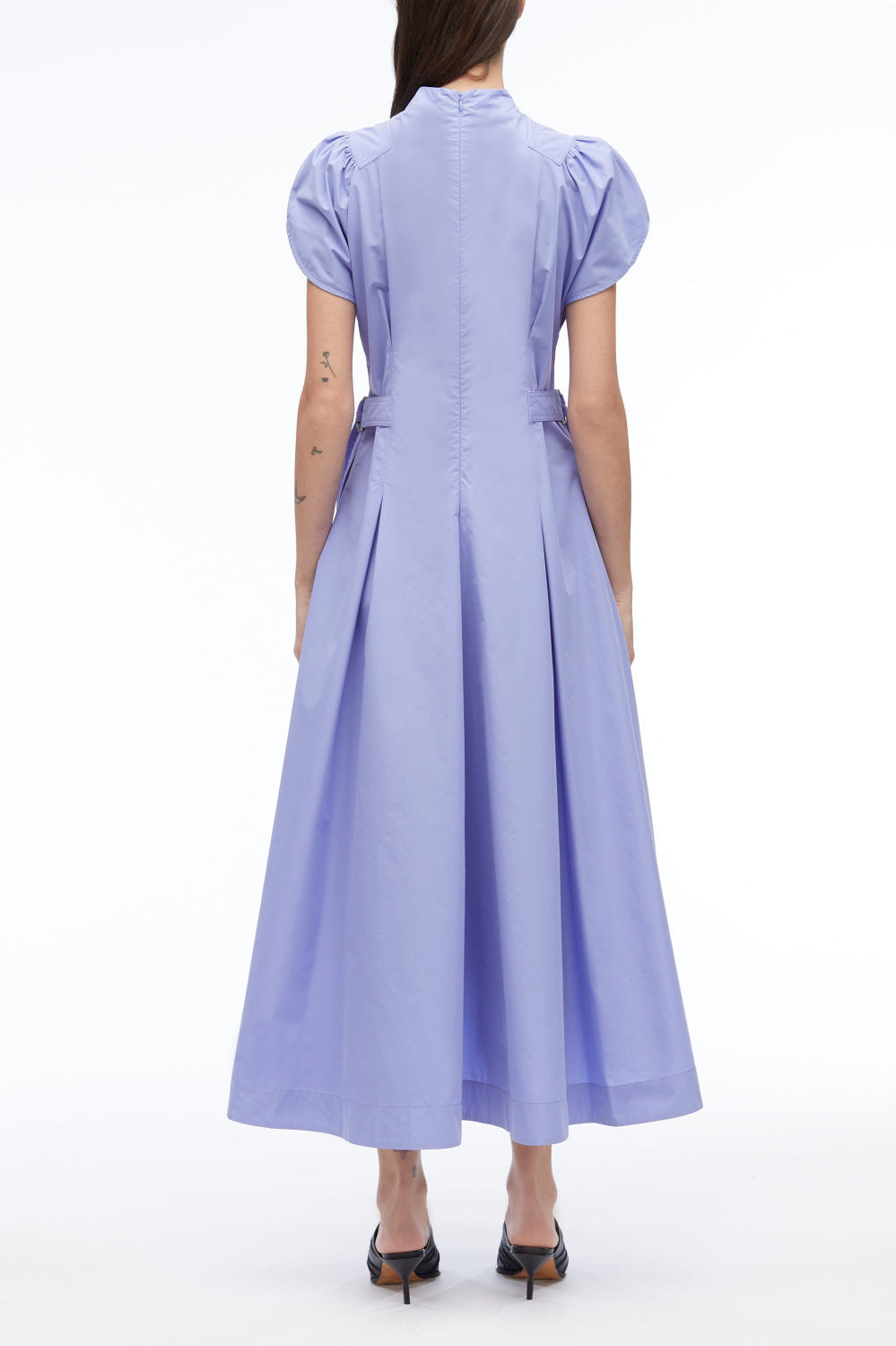 Puff Sleeve Poplin Flare Dress - 4