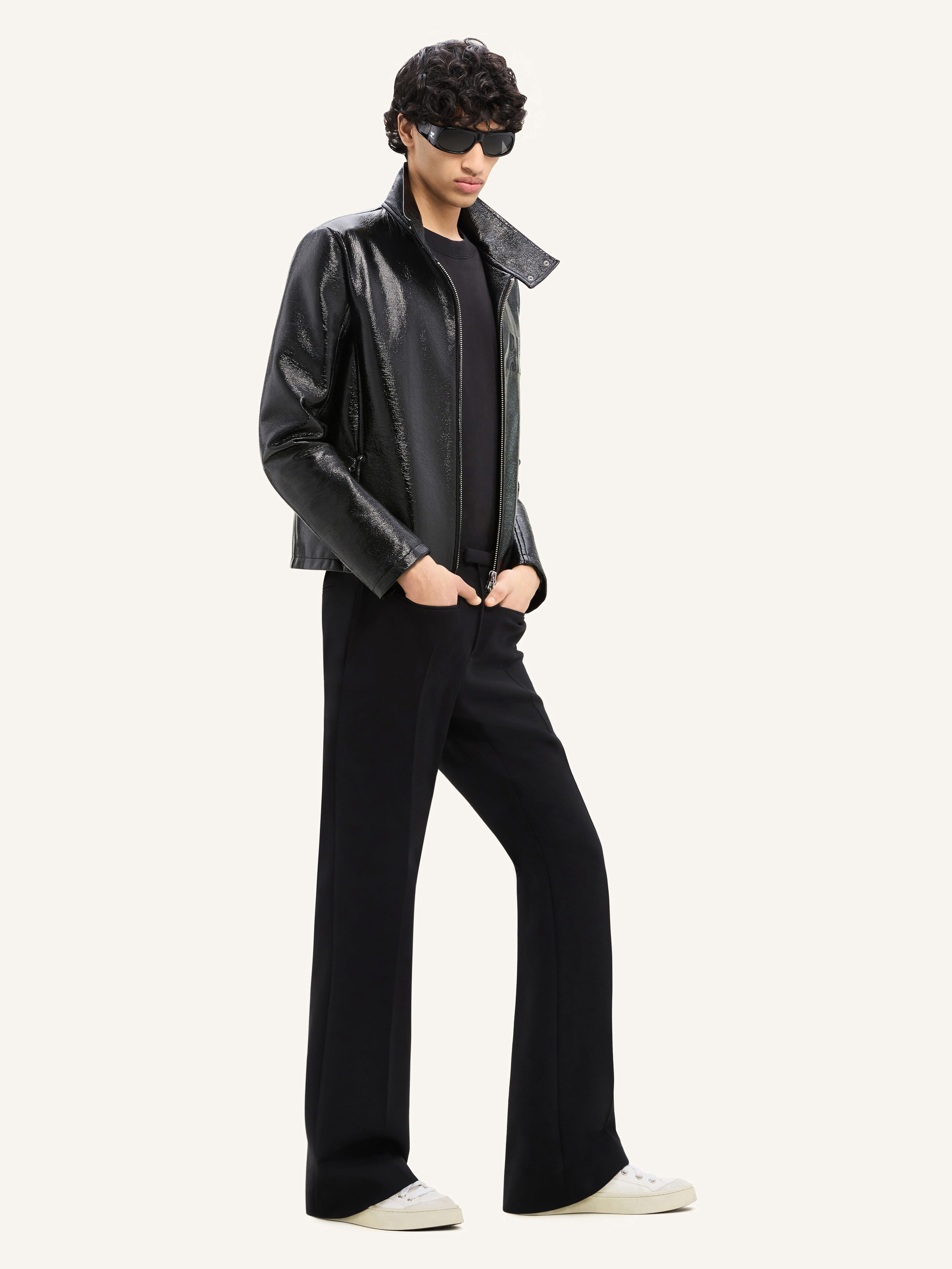 ZIPPED VINYL BIKER JACKET - 3