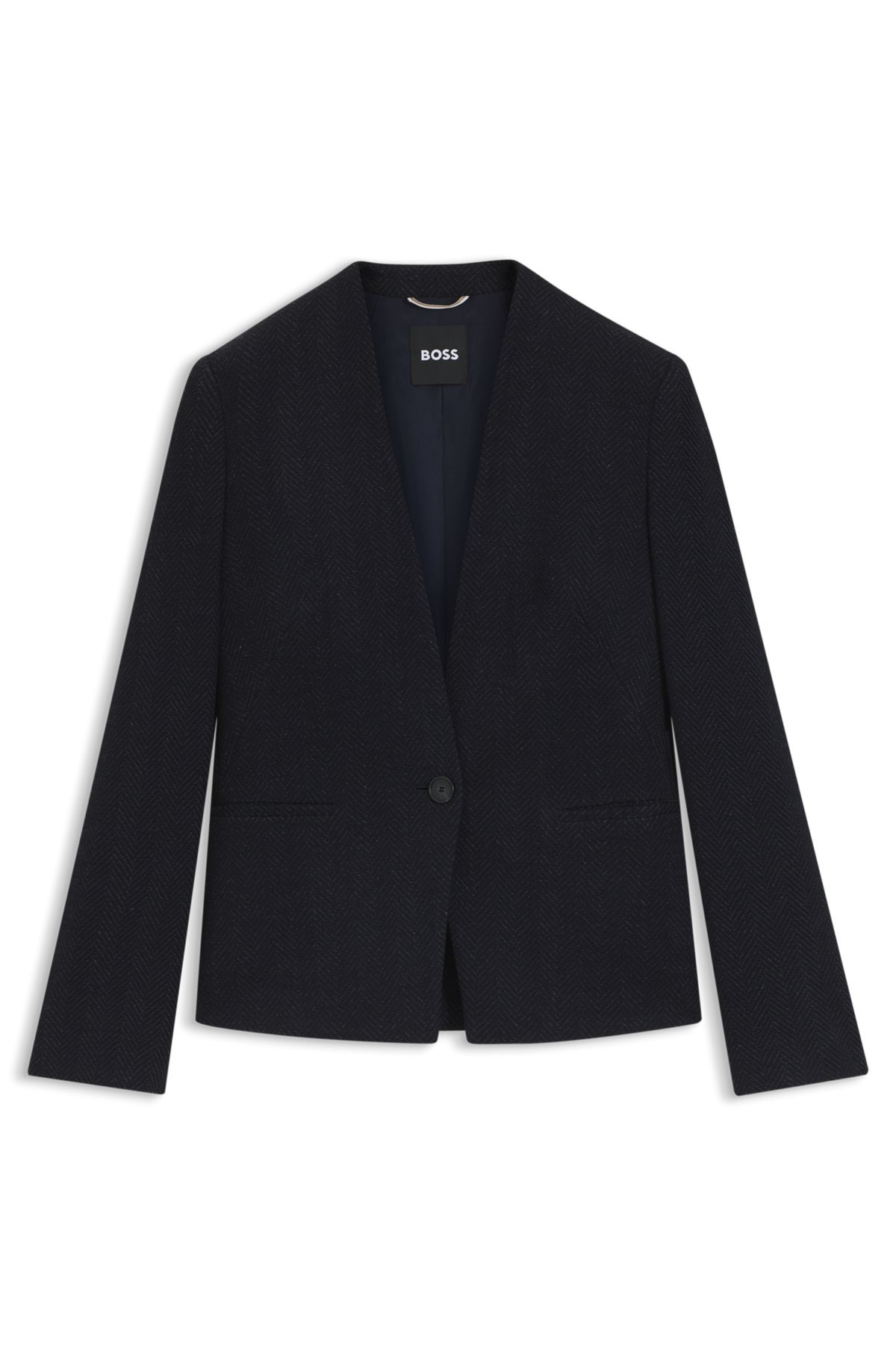 REGULAR-FIT BLAZER IN CREASE-RESISTANT HERRINGBONE STRETCH JERSEY - 1