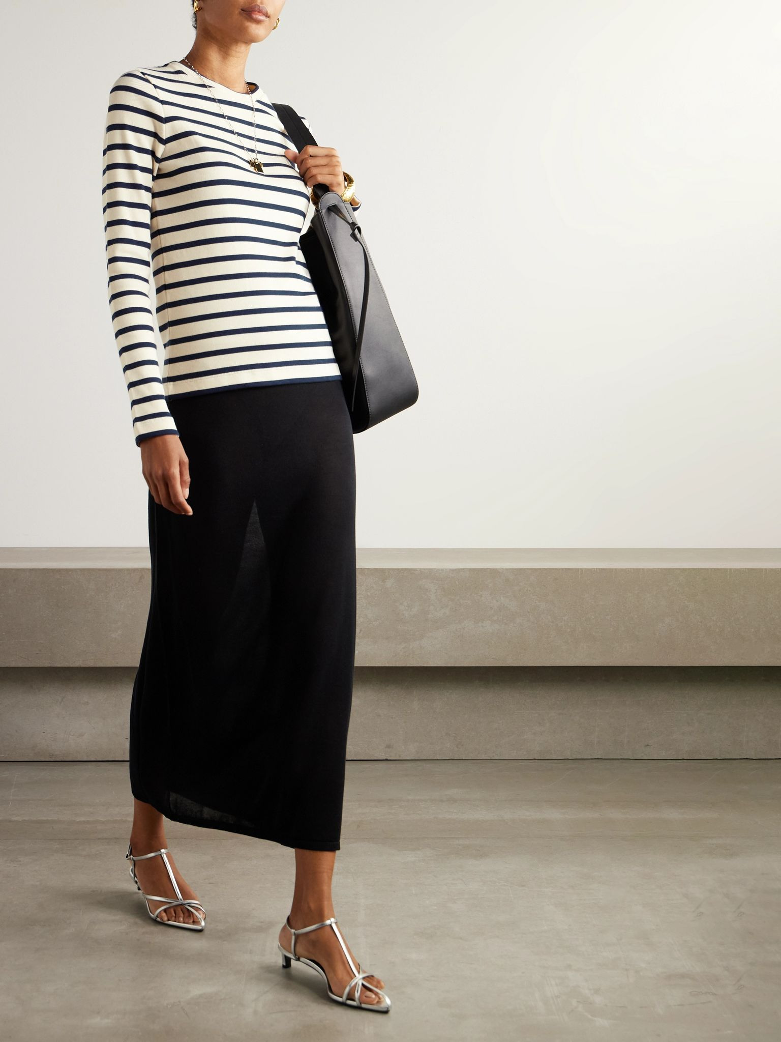 Striped cotton-jersey T-shirt White - 2
