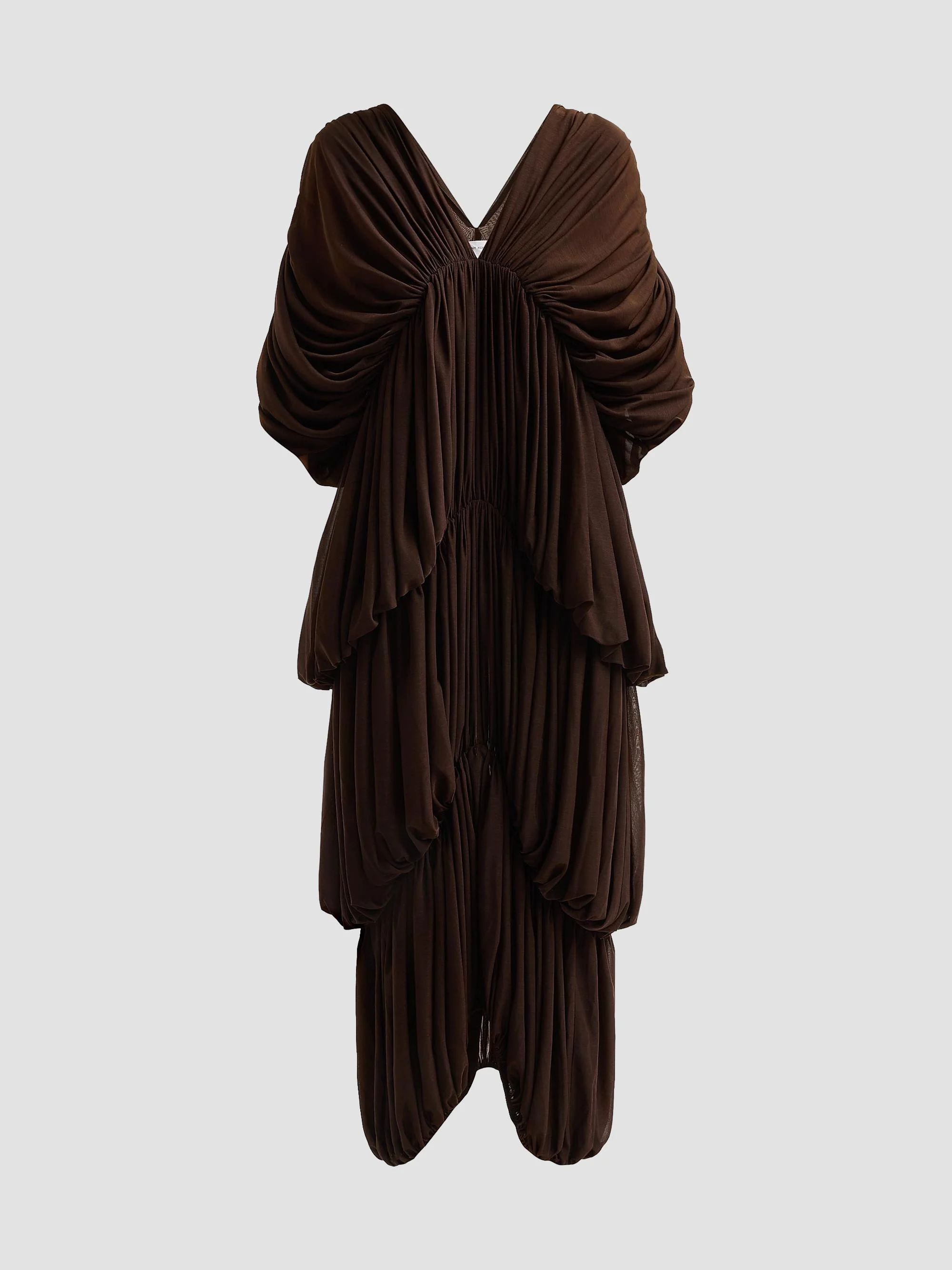 Women's Damier Tiered Draped Maxi Dress - Chocolate - 1