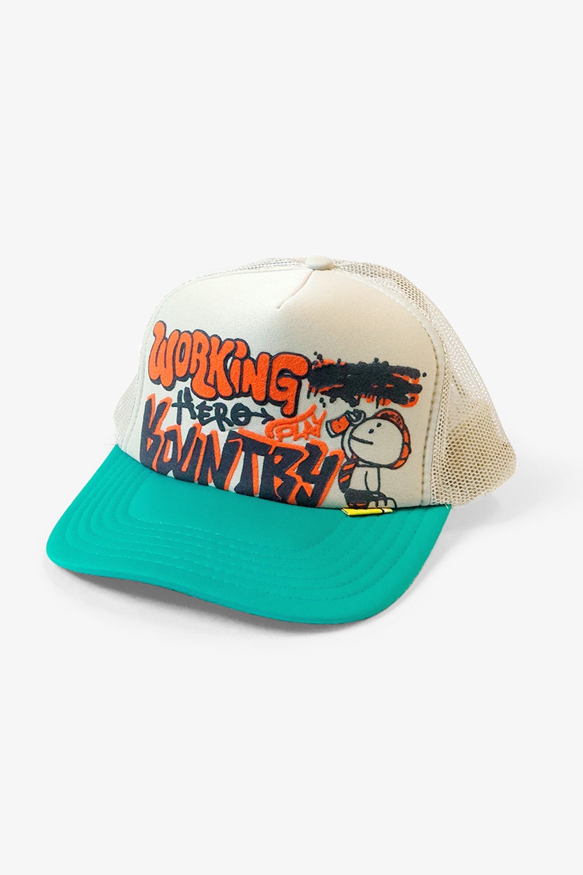 WORKING HERO Trucker Cap - Beige/Turquoise - 1