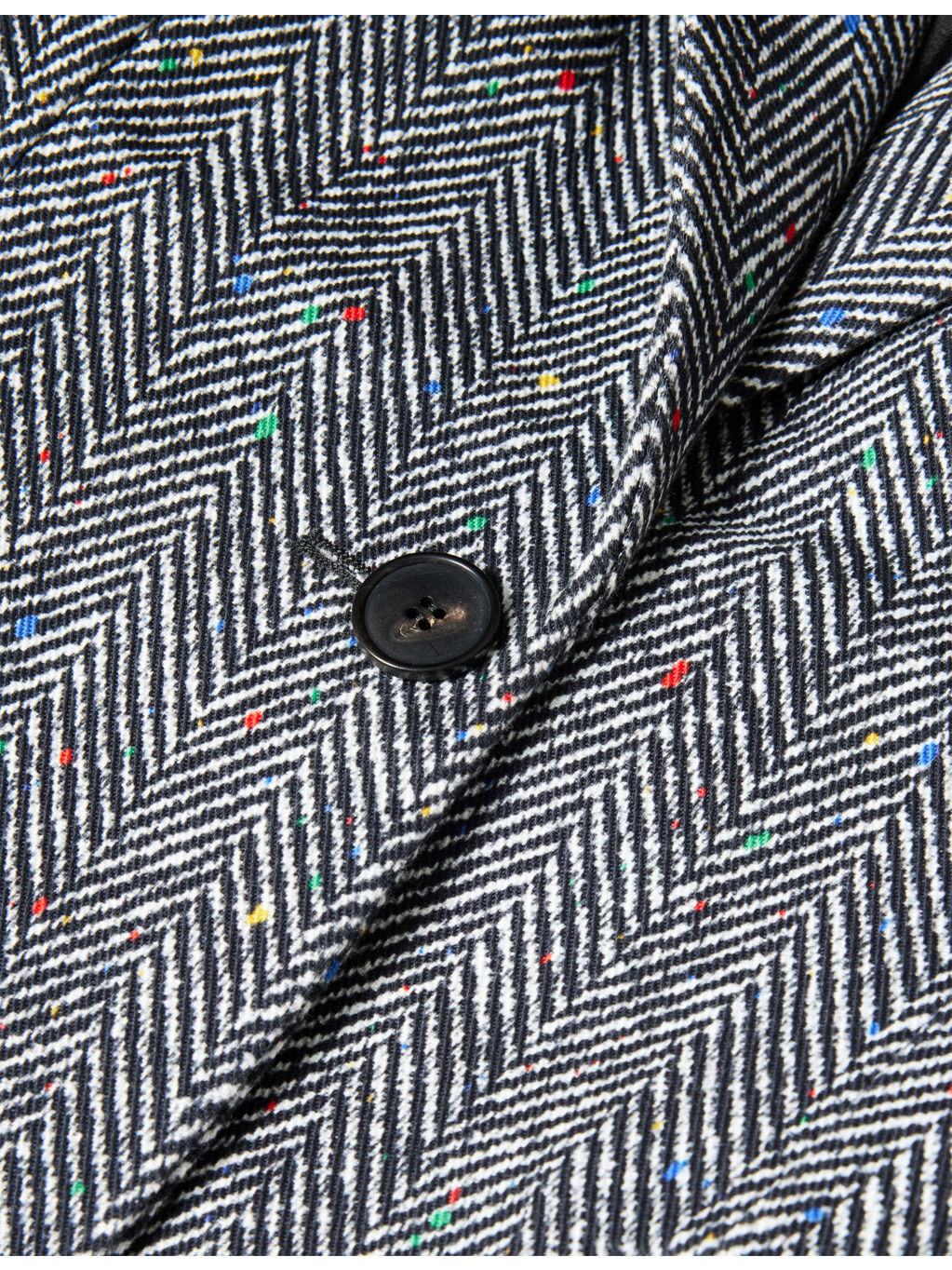 Herringbone-Print Notch-Lapels Cotton Jacket - 7