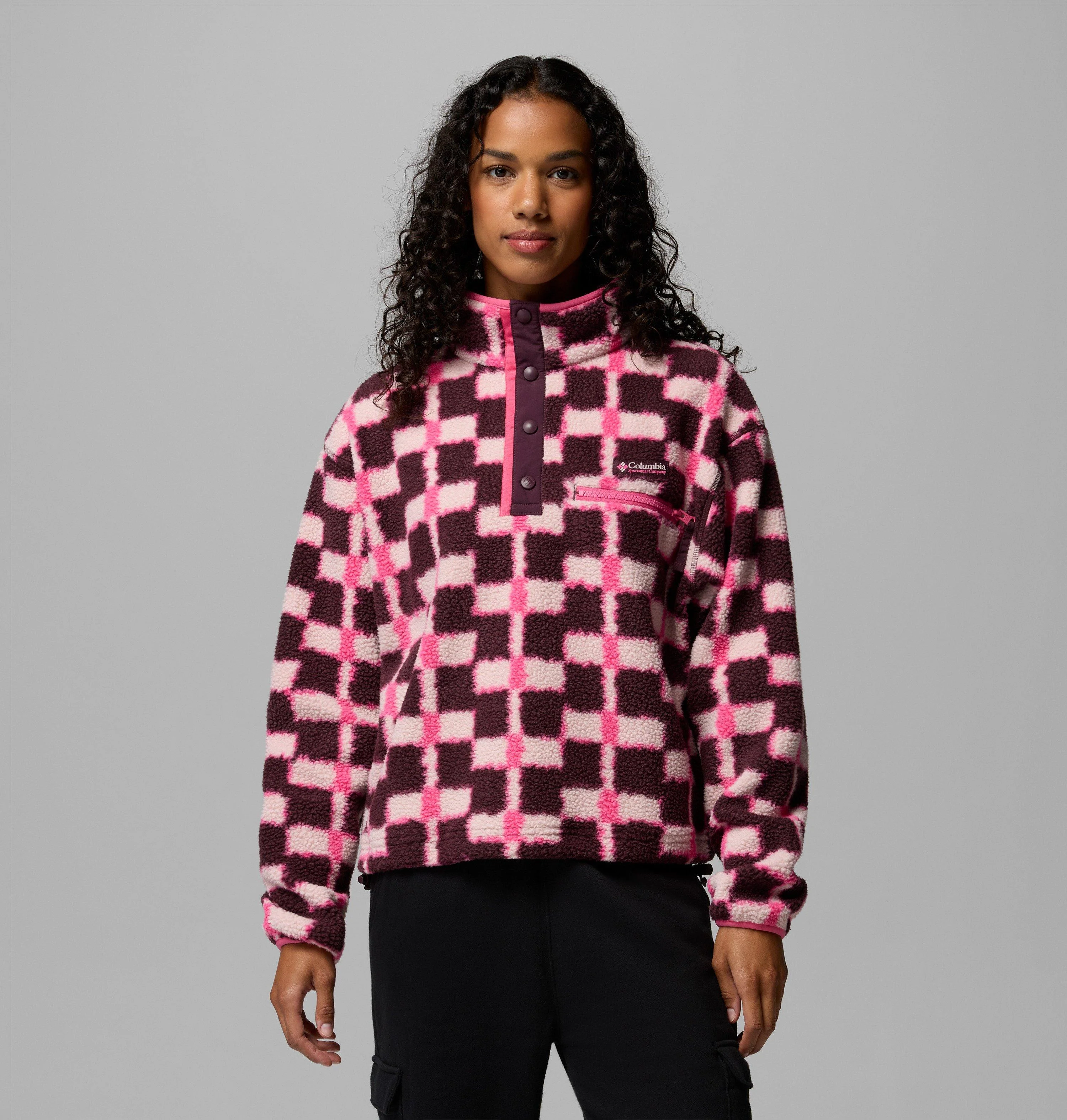 Women's Helvetia II Printed Cropped Half Snap Fleece Pullover - 1
