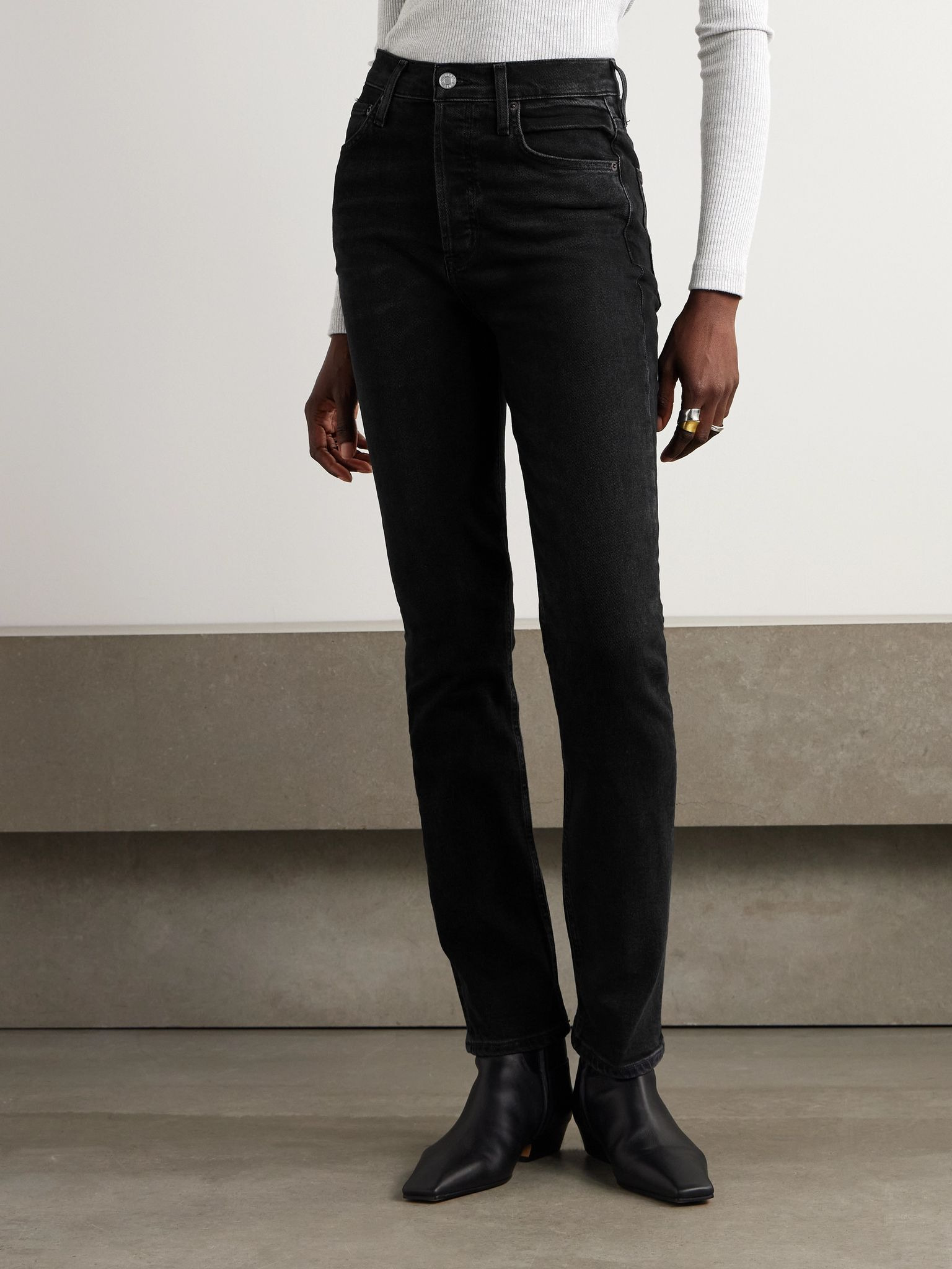 + NET SUSTAIN Freya high-rise slim-leg organic jeans Black - 3