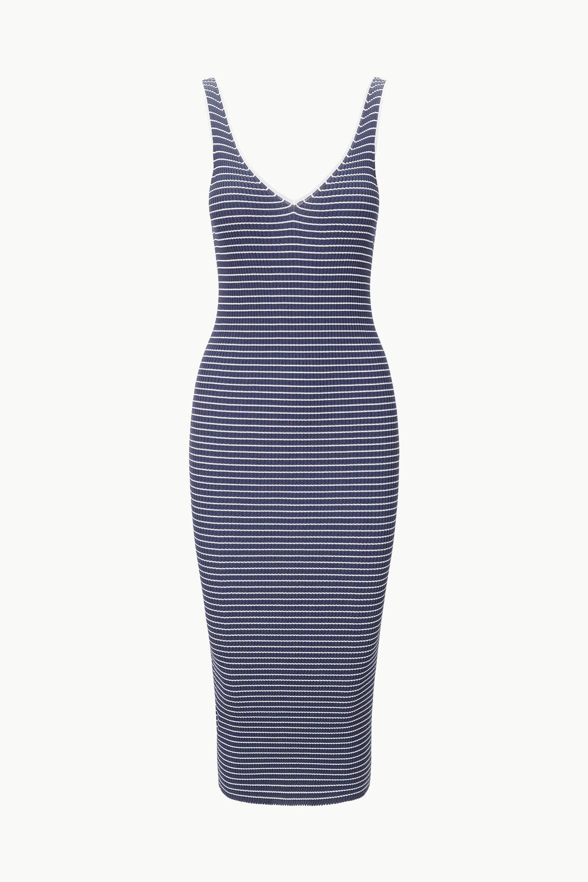 STAUD DANA DRESS NAVY MICRO STRIPE - 1