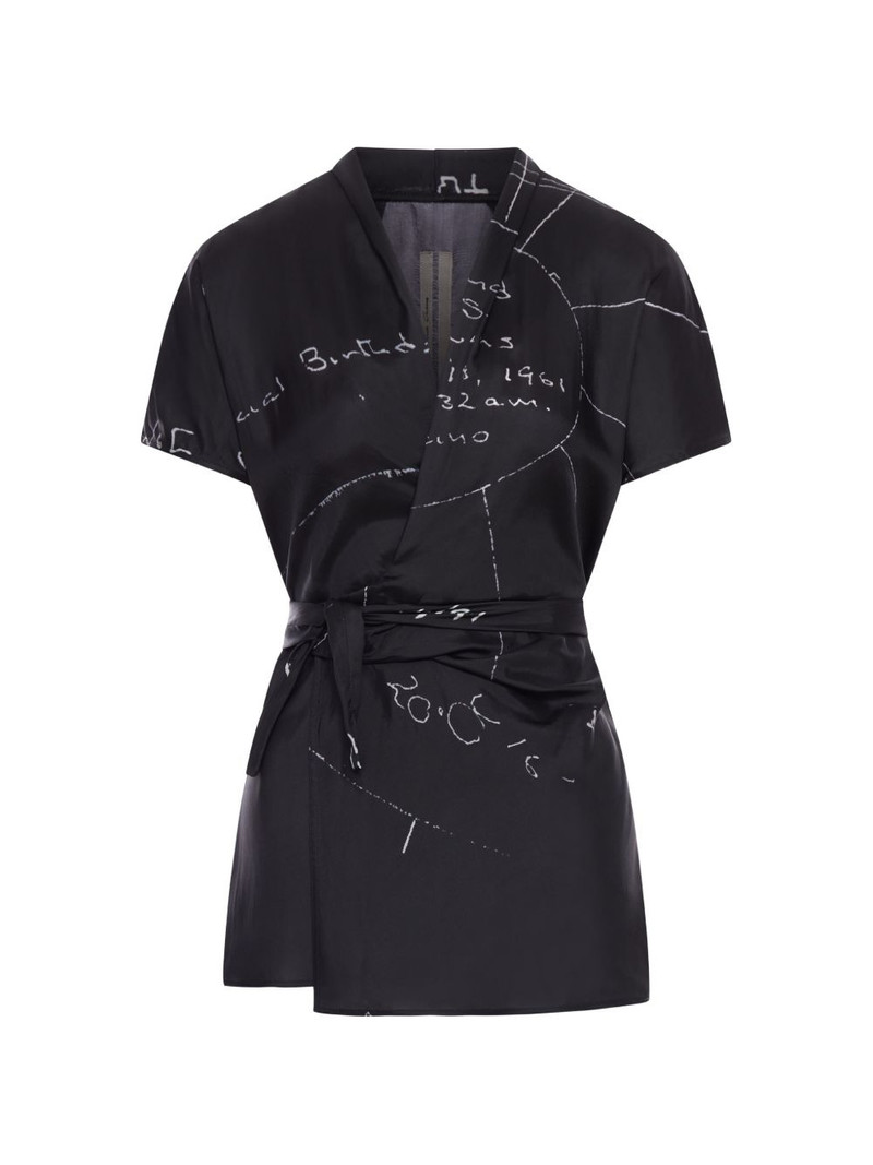 print tie waist viscose blouse 1