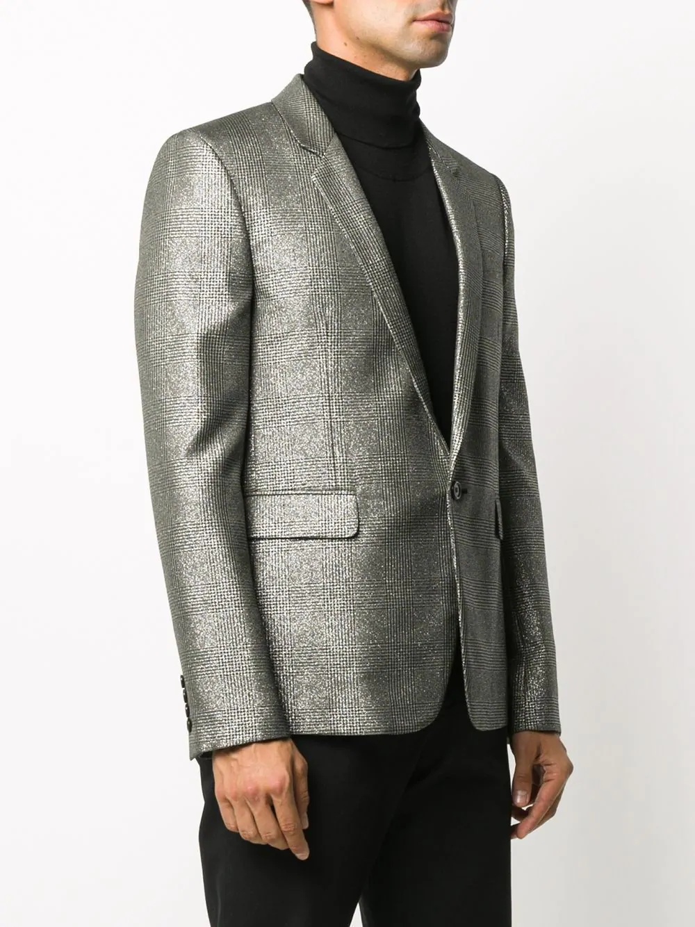 metallic sheen single-breasted blazer - 3