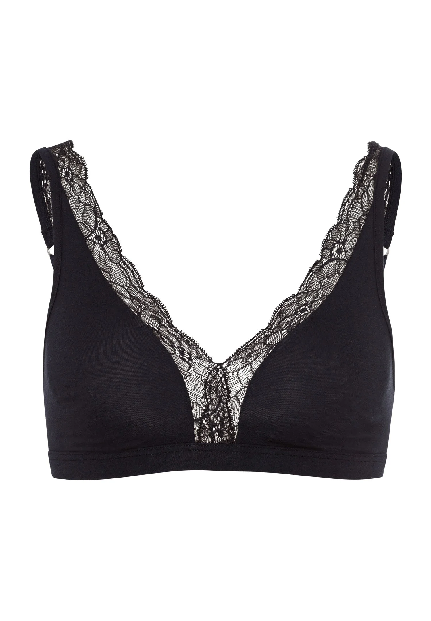 Cotton Lace Lace Trim Soft Cup Bra - 1