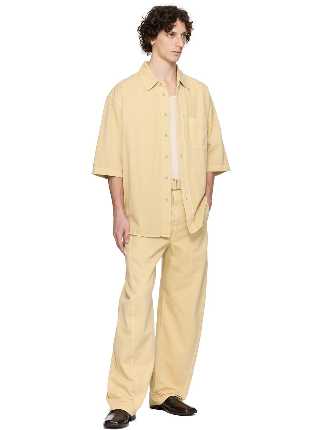 Lemaire SS Denim Shirt - Custard | REVERSIBLE