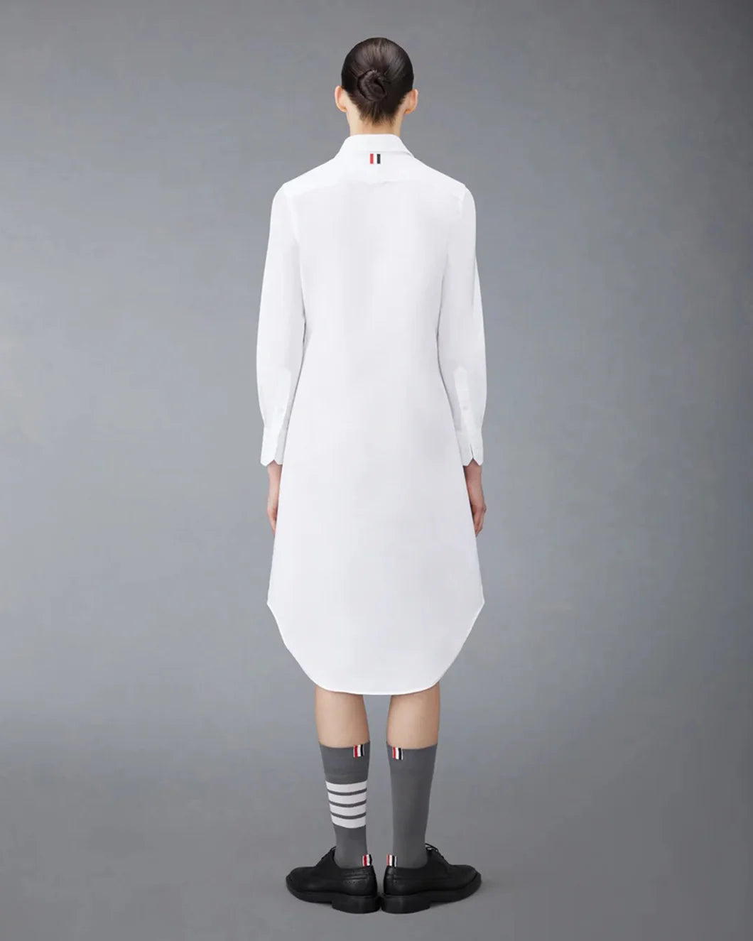 CLASSIC LONG SLEEVE BUTTON DOWN POINT COLLAR SHIRT DRESS IN OXFORD WITH GG LOOP - 3