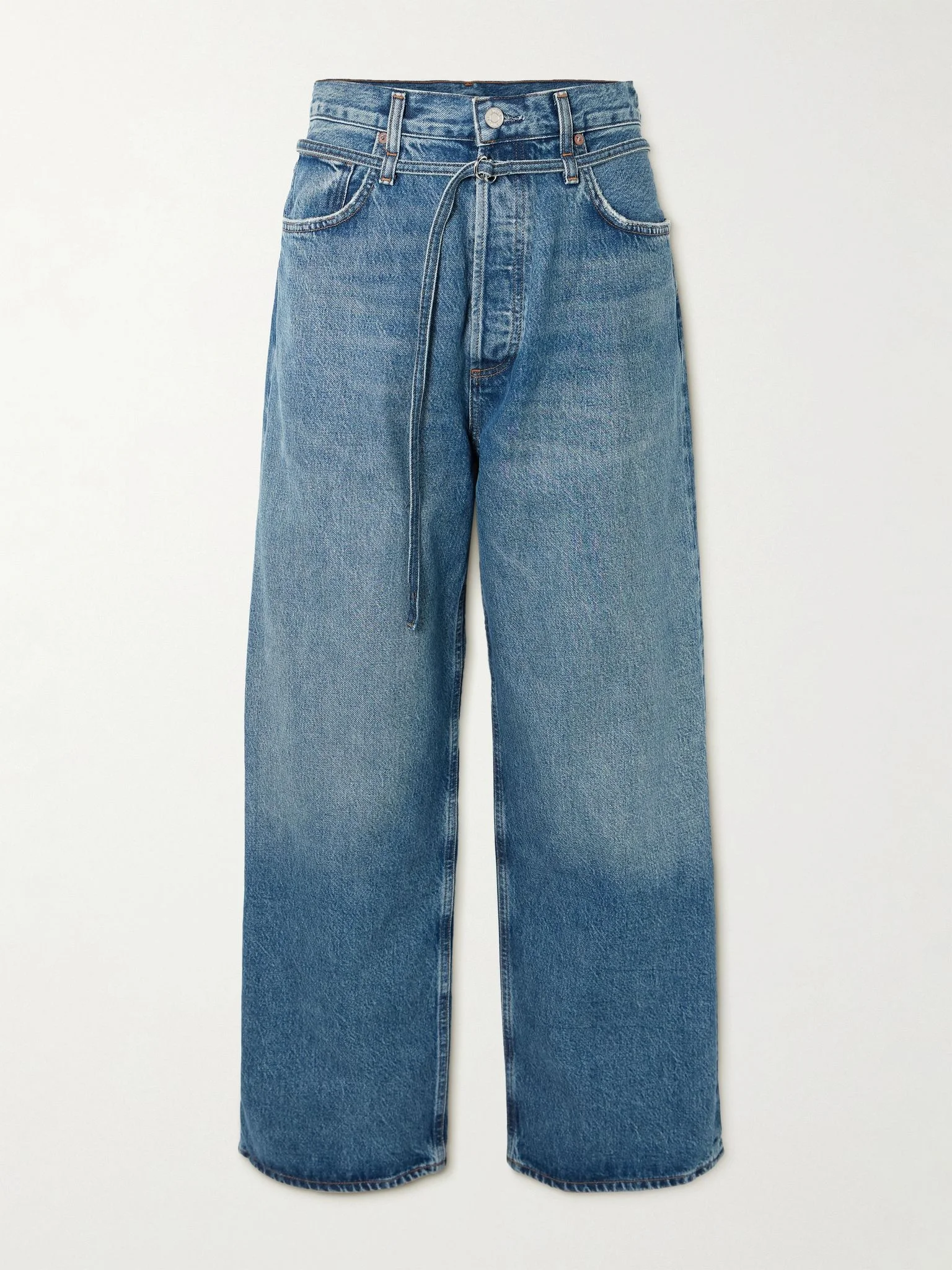 Emmi belted high-rise wide-leg jeans Mid denim - 1