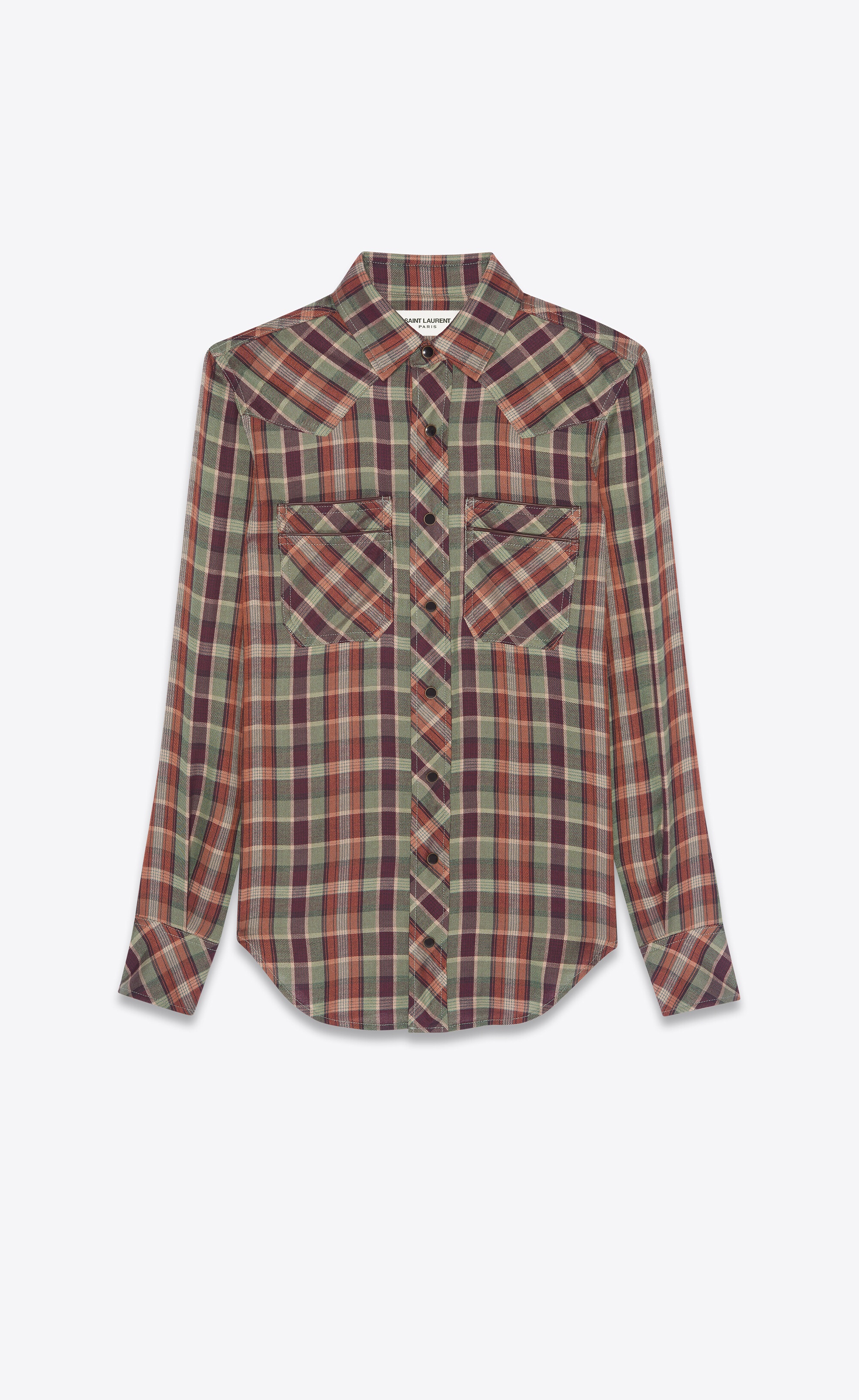 western shirt in checked viscose - 1