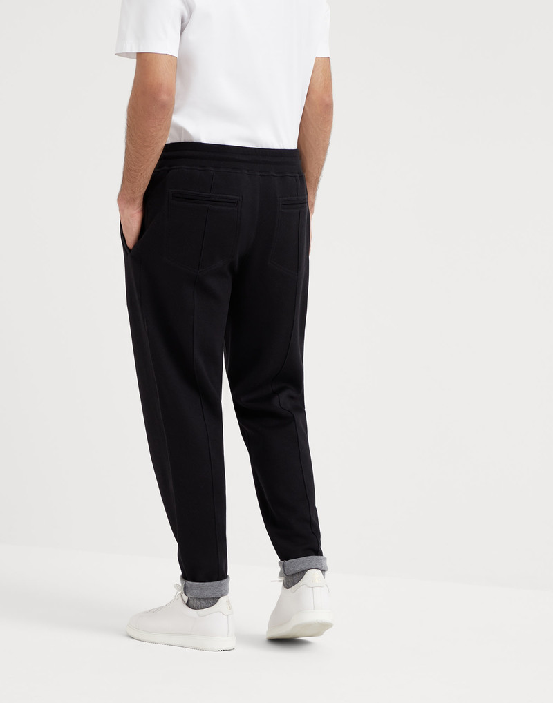 Brunello Cucinelli Cotton, cashmere and silk French terry double cloth trousers with Crête detail outlook